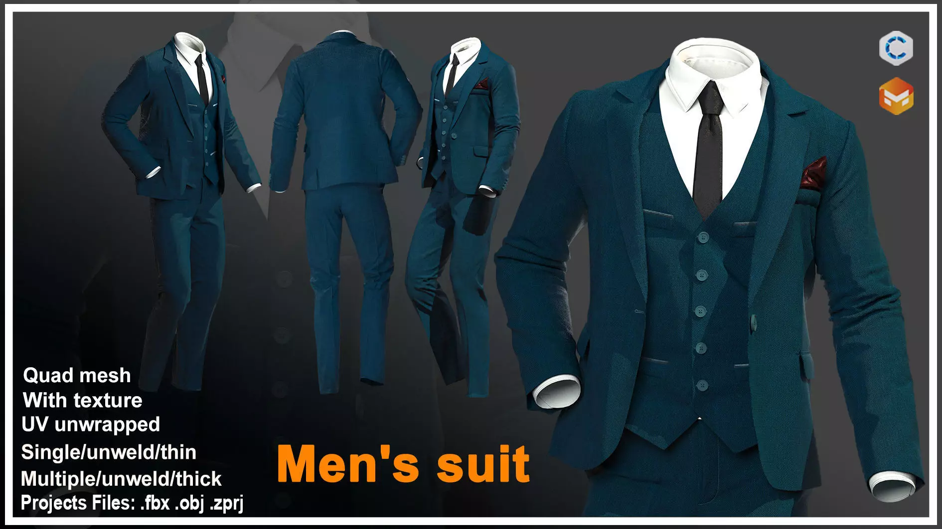 mens suit 3D model_0