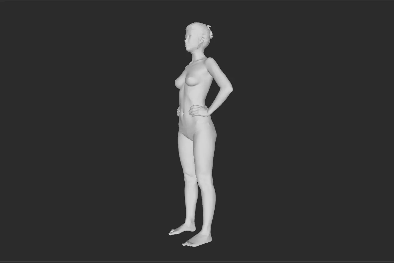 Beautiful woman in a standard pose 3D model_0