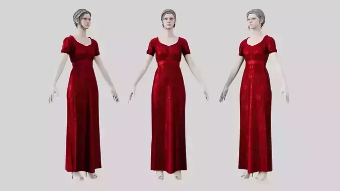 Dress 04 Crimson Velvet With Design