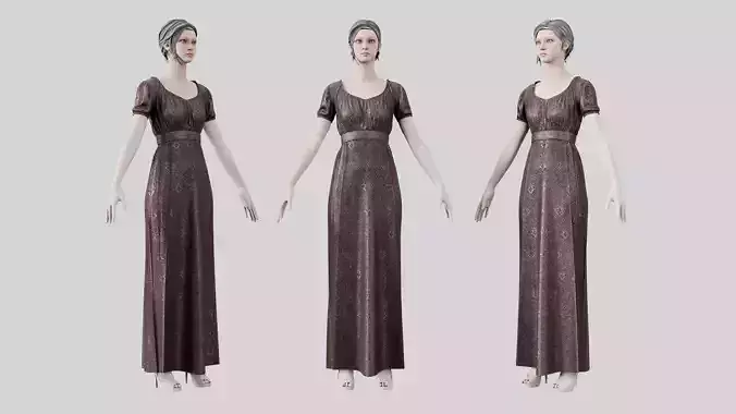 Dress 04 Grey Velvet With Design