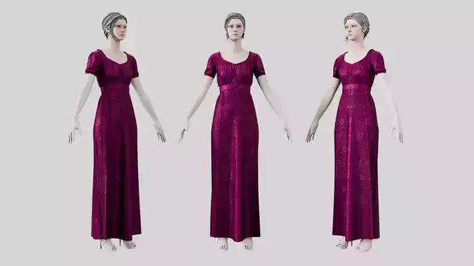 Dress 04 Plum Velvet With Design