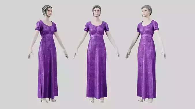 Dress 04 Royal Velvet Purple With Design