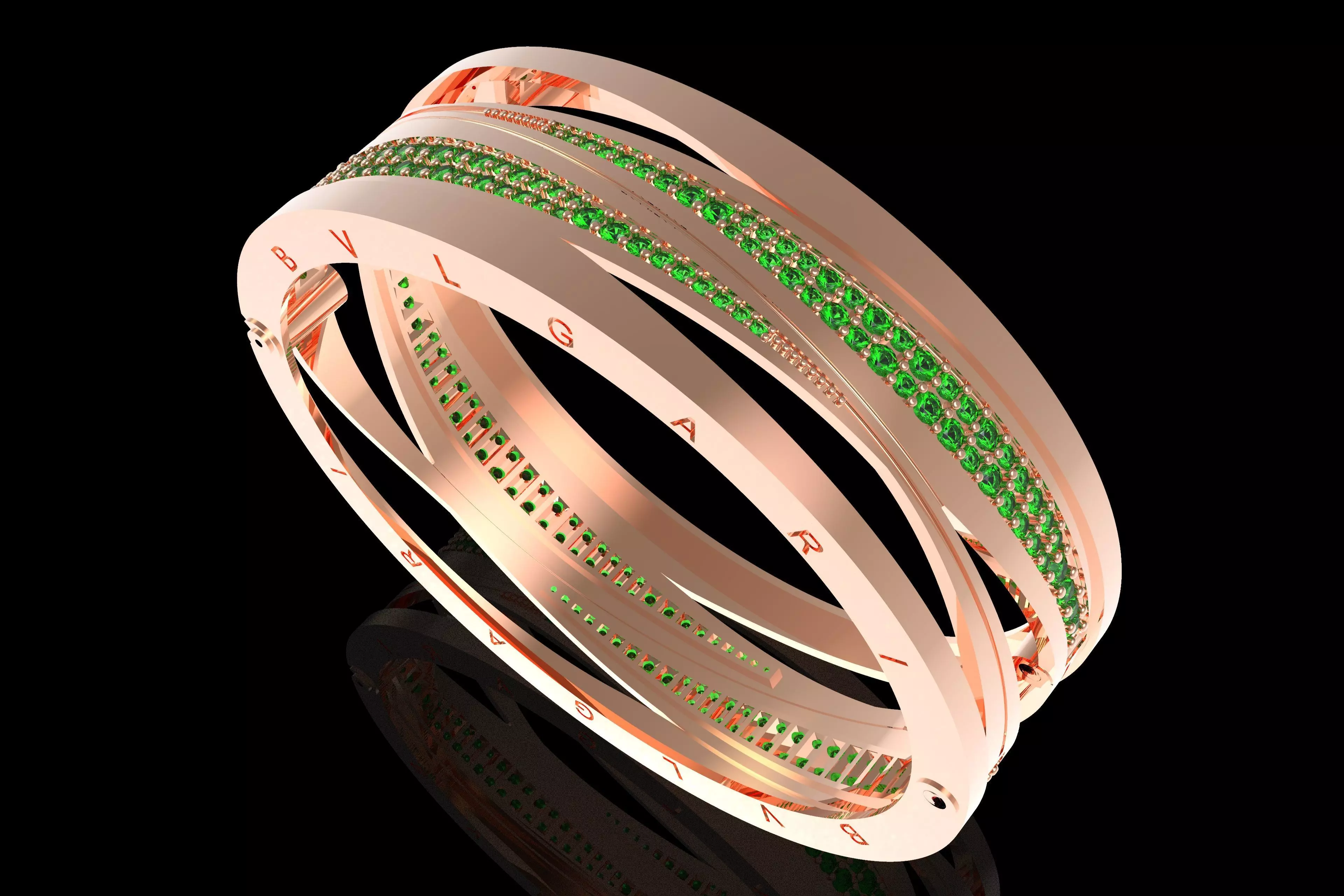 Bulgari Rose And Diamond Bracelet 3D print model_6