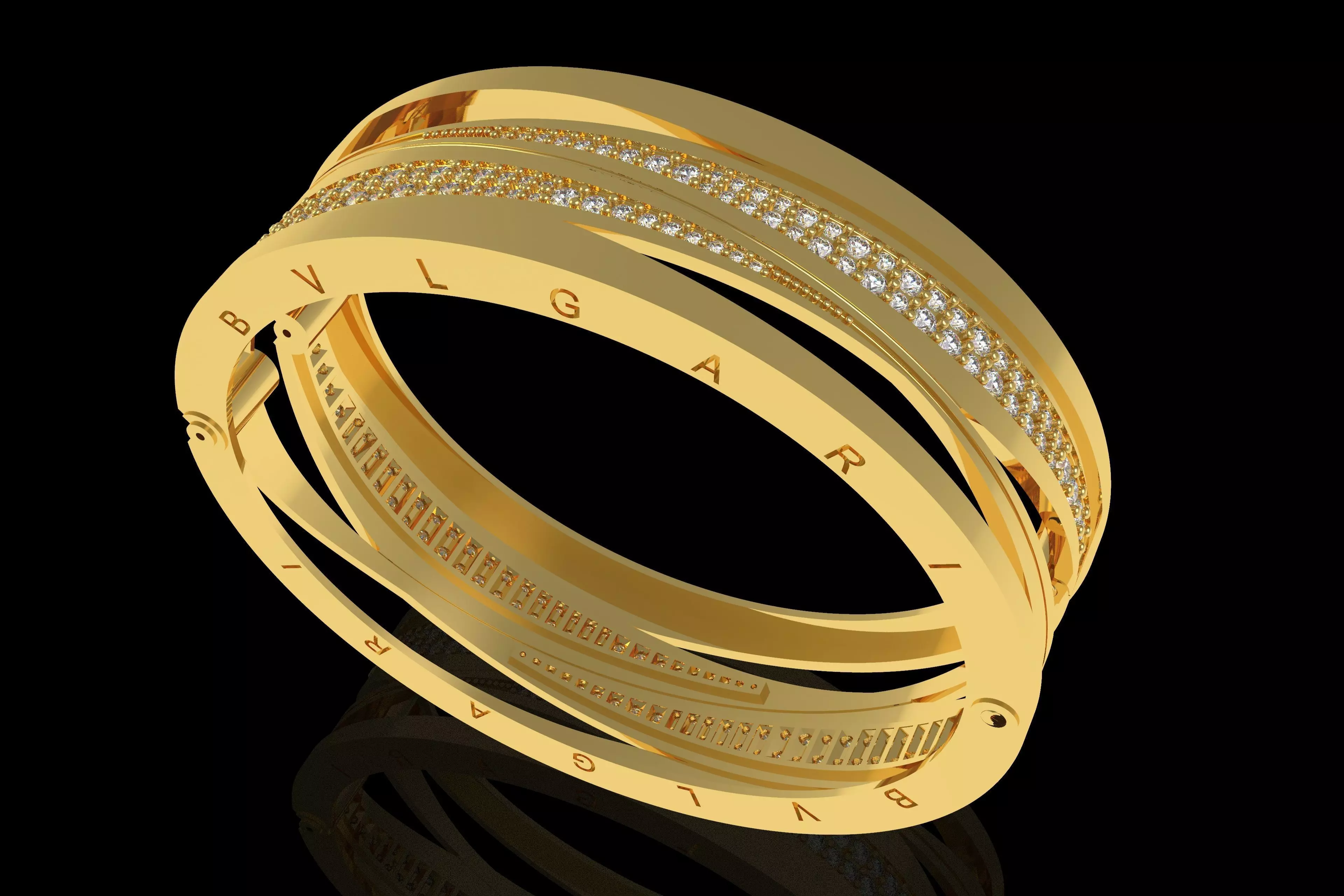 Bulgari Rose And Diamond Bracelet 3D print model_1