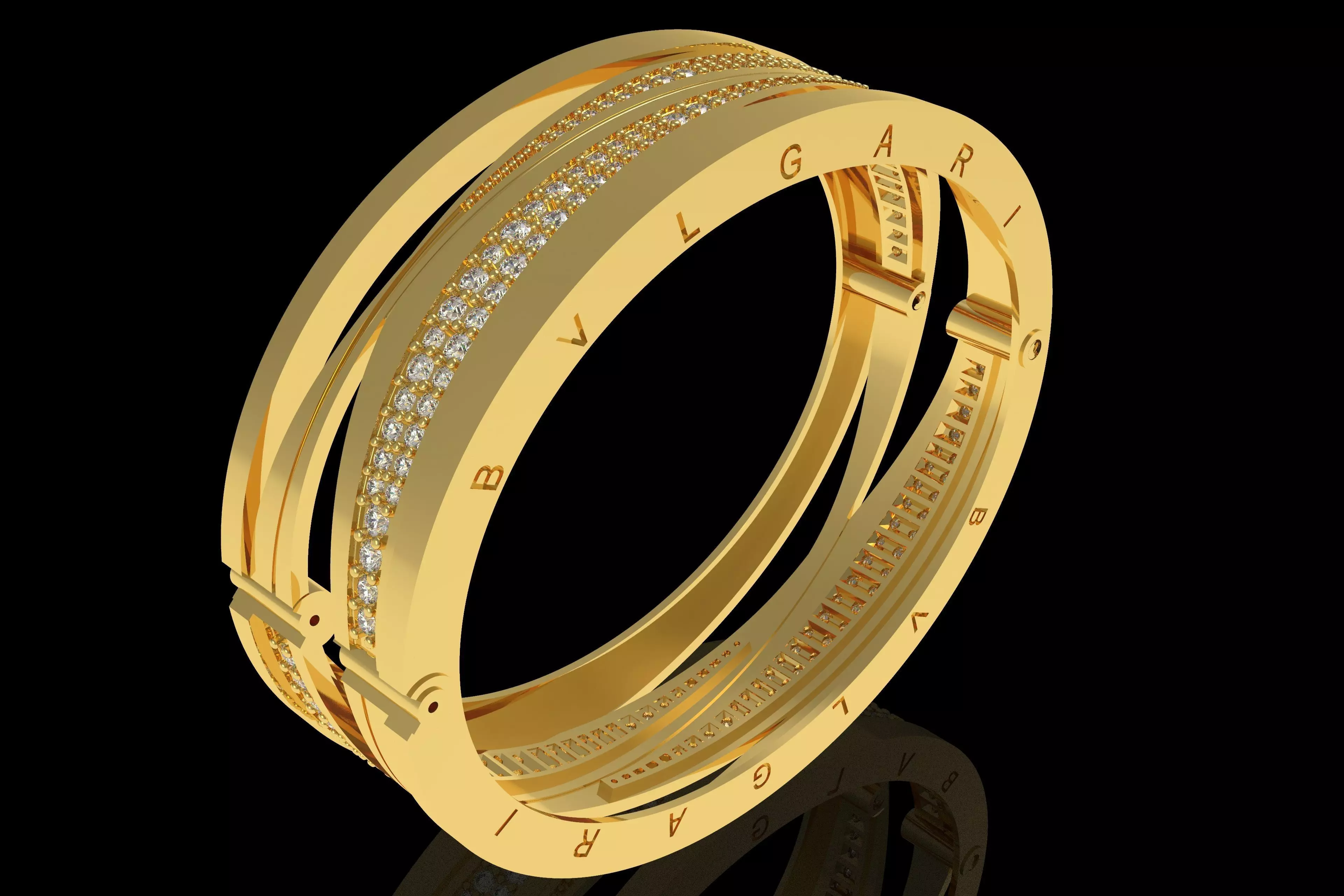 Bulgari Rose And Diamond Bracelet 3D print model_4