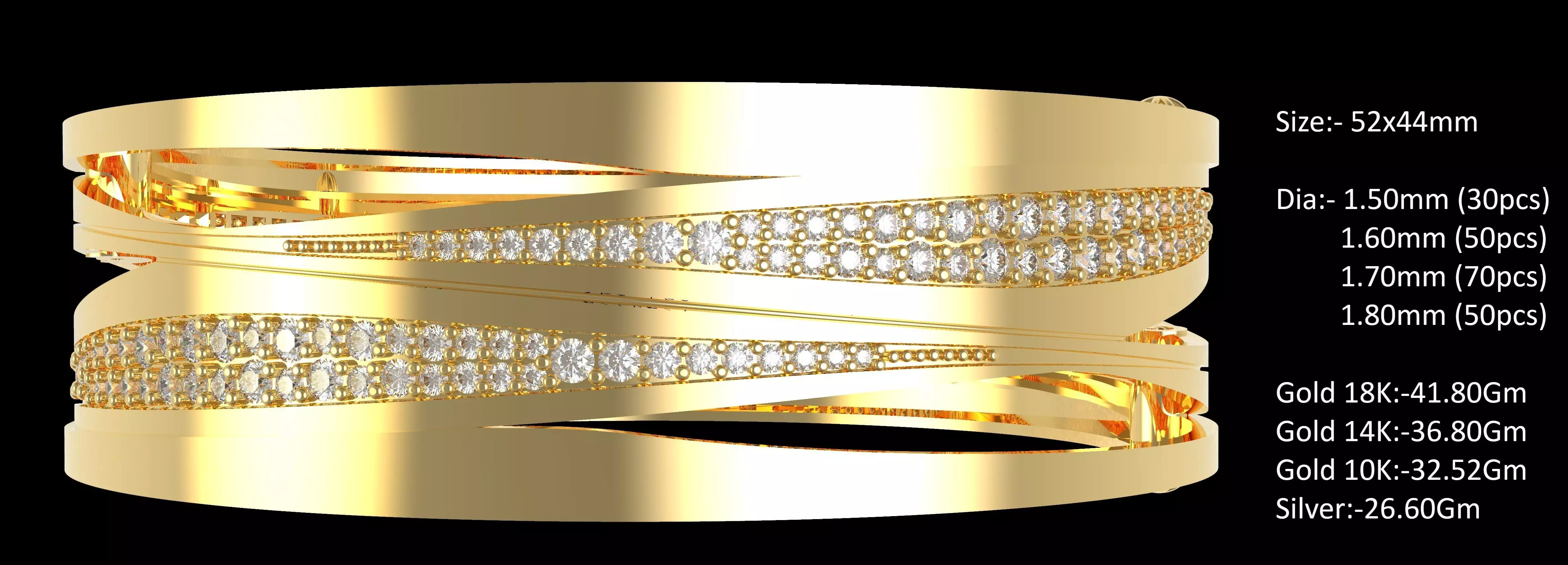 Bulgari Rose And Diamond Bracelet 3D print model_13