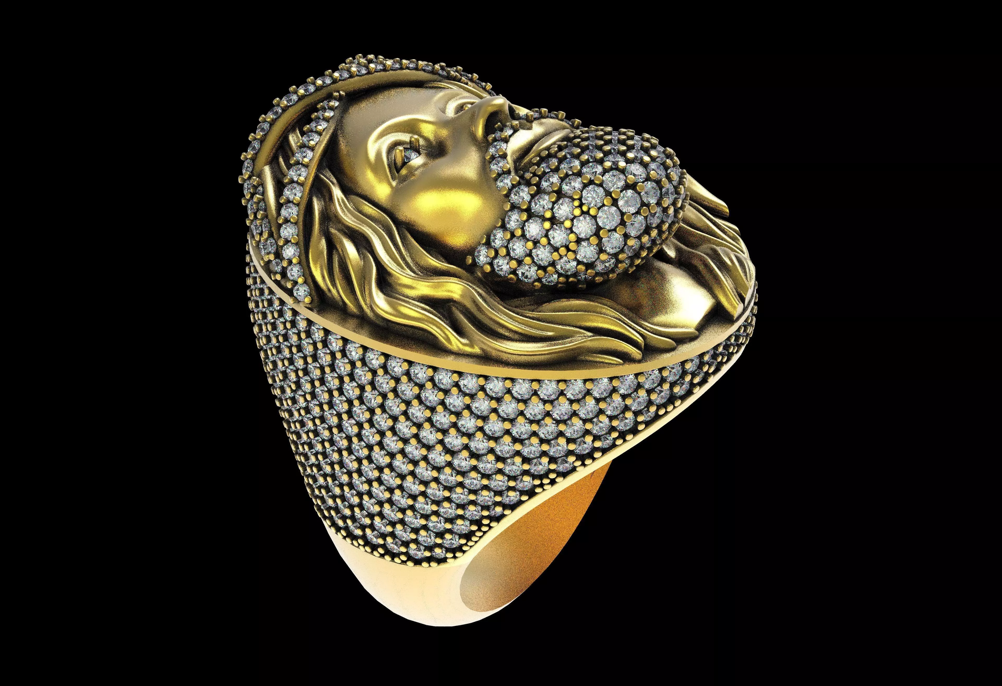Christian Jesus Face Ring 3D print model_4