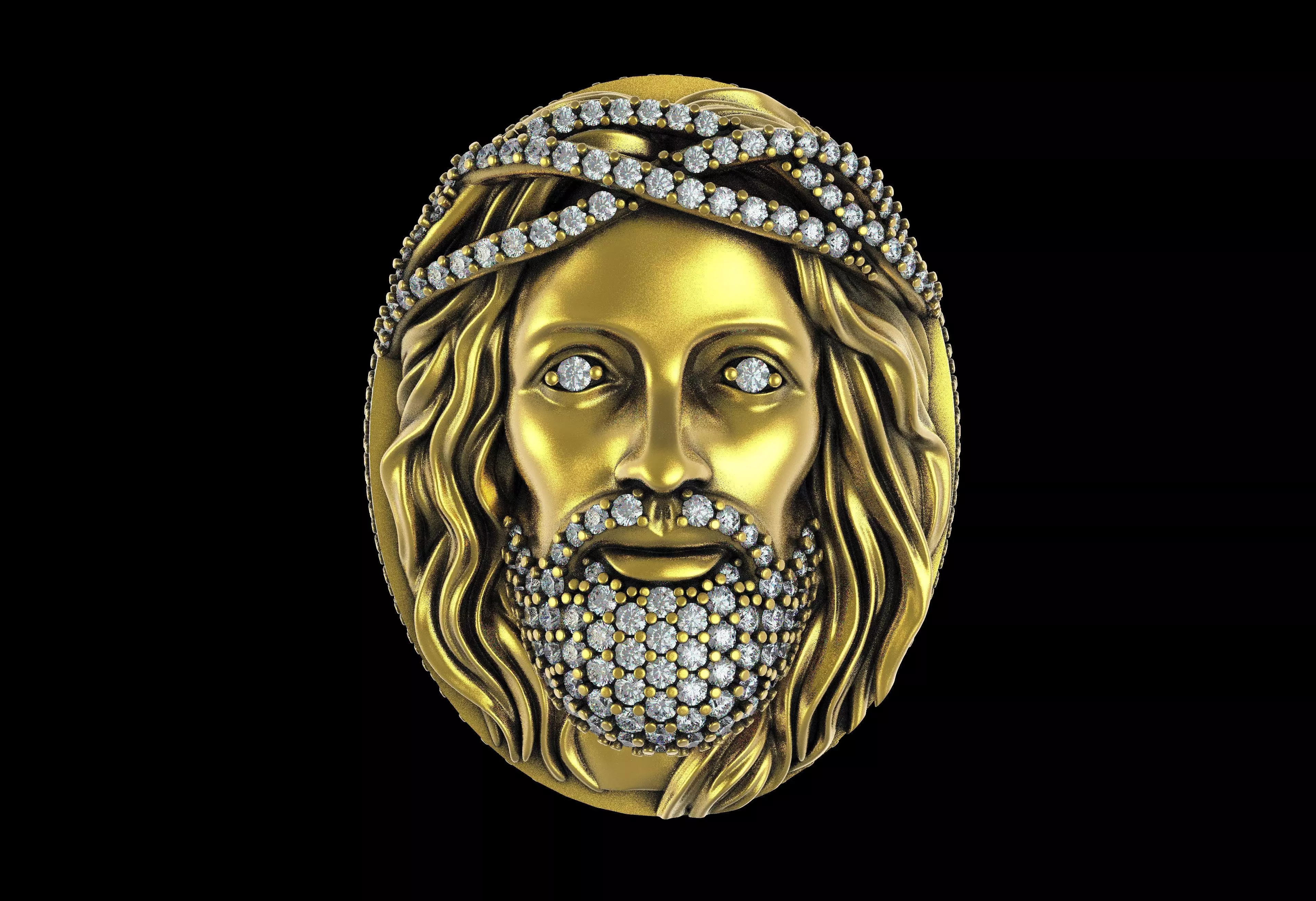 Christian Jesus Face Ring 3D print model_0