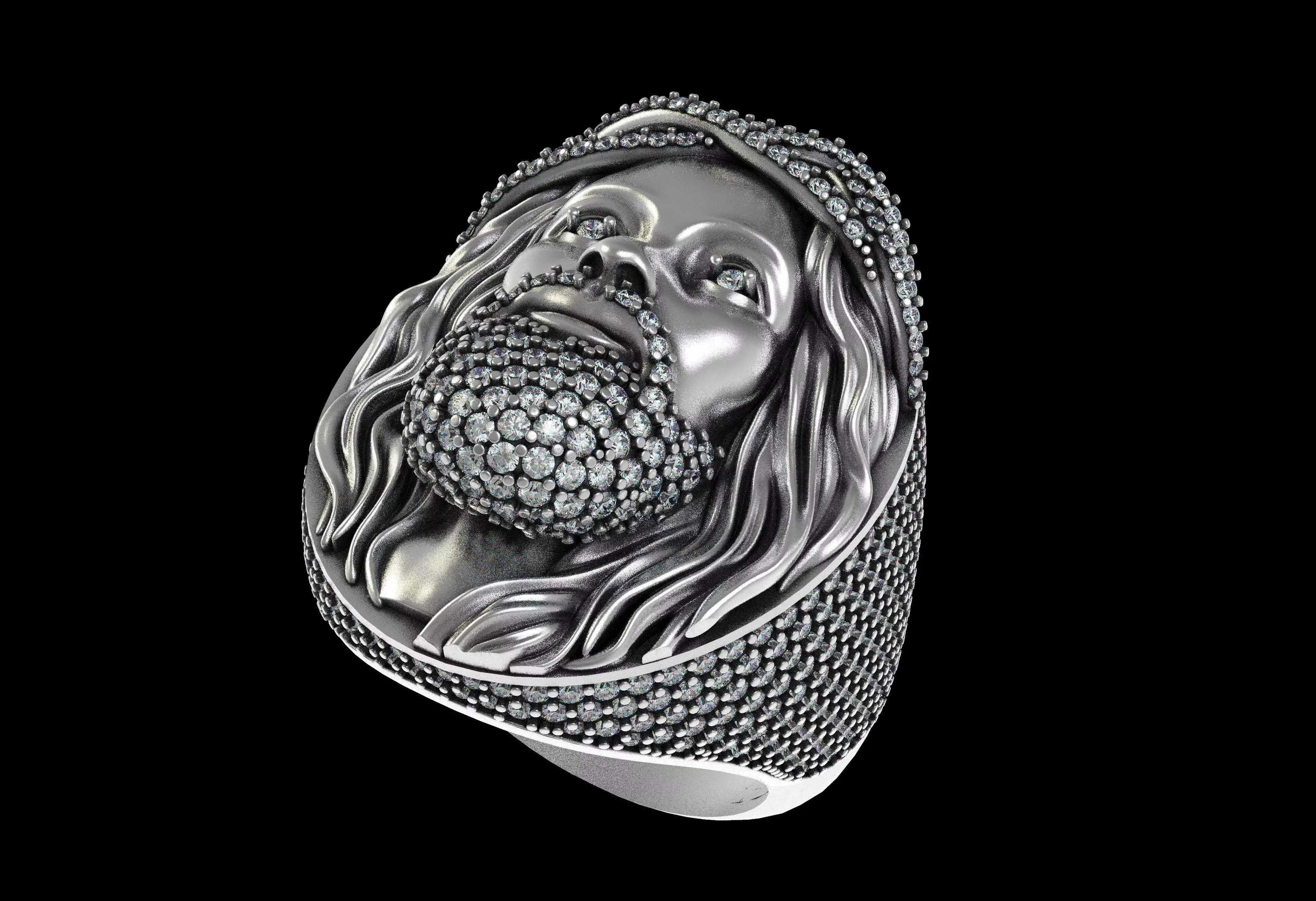 Christian Jesus Face Ring 3D print model_6