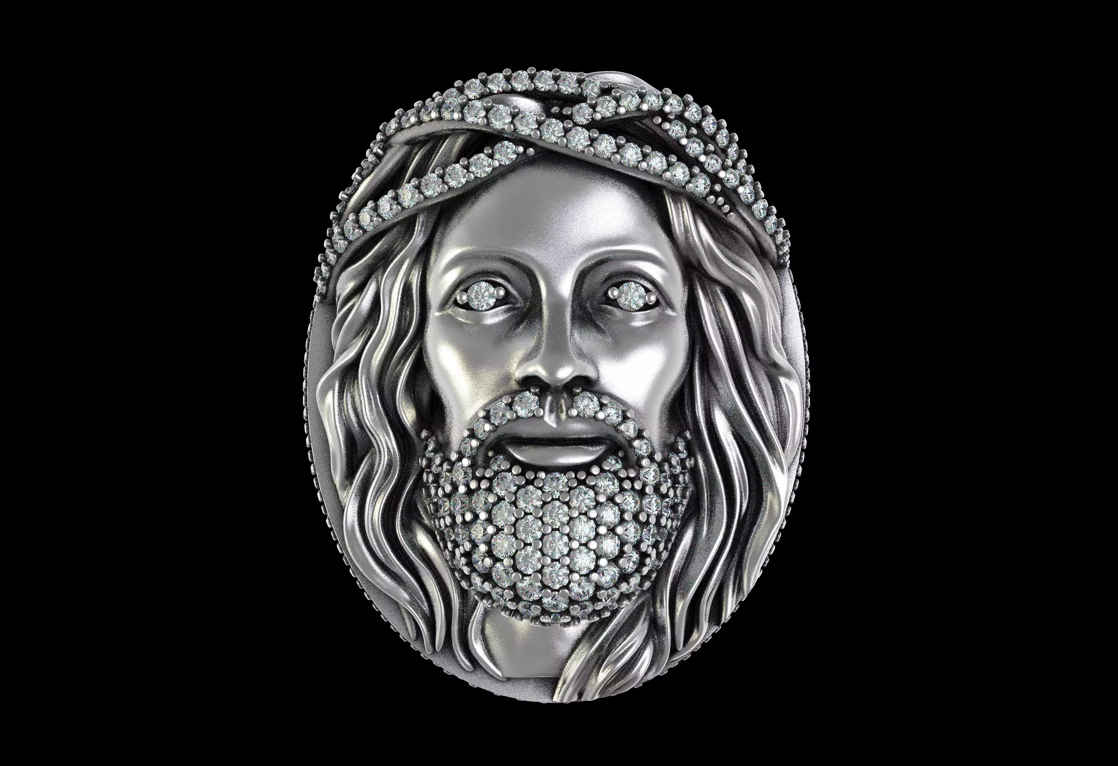 Christian Jesus Face Ring 3D print model_5