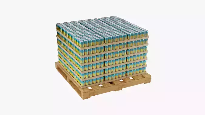Wooden Pallet with Blue Soda Cans