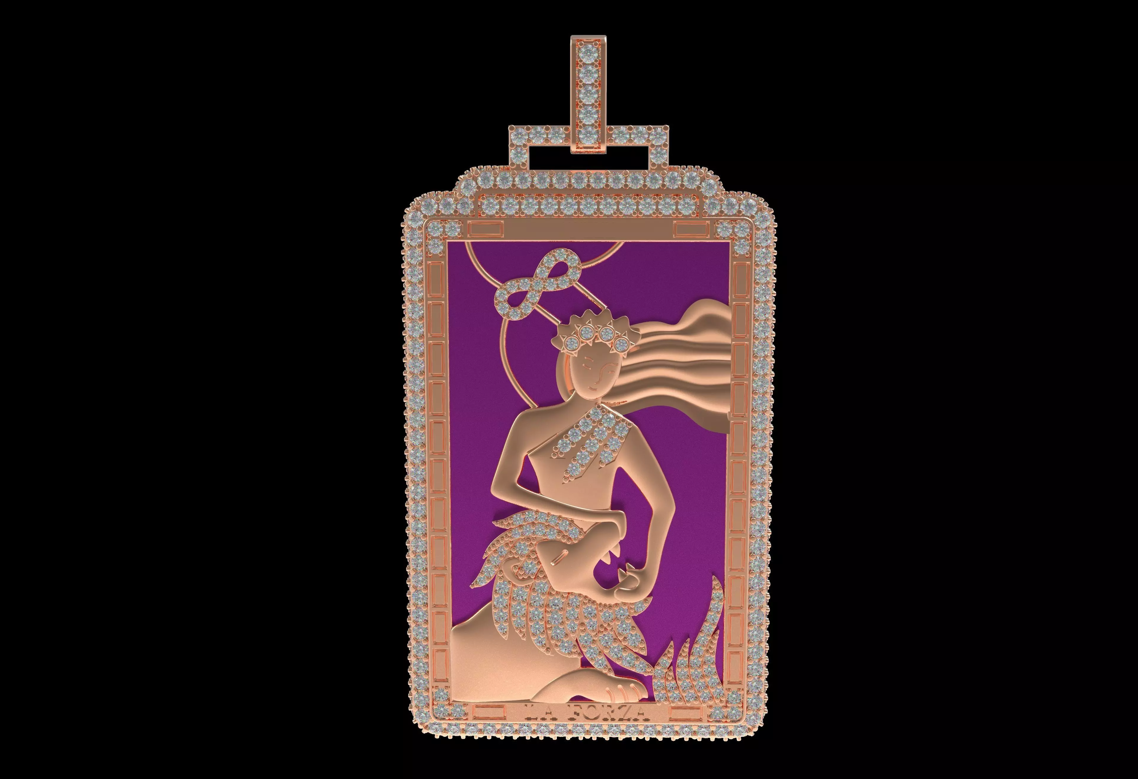 LA FORZA Tarot Card Enamel Pendants 3D print model_11