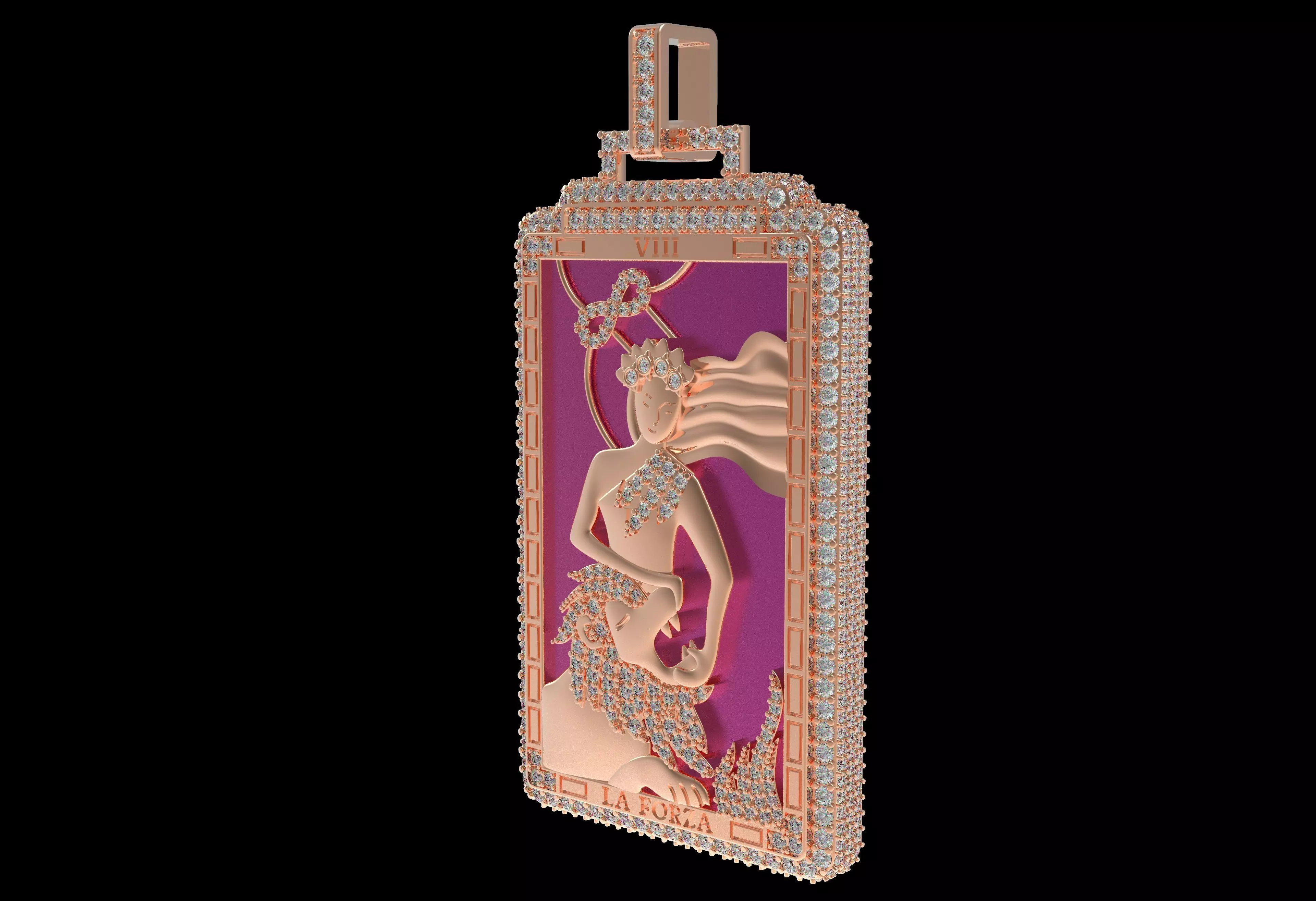 LA FORZA Tarot Card Enamel Pendants 3D print model_12