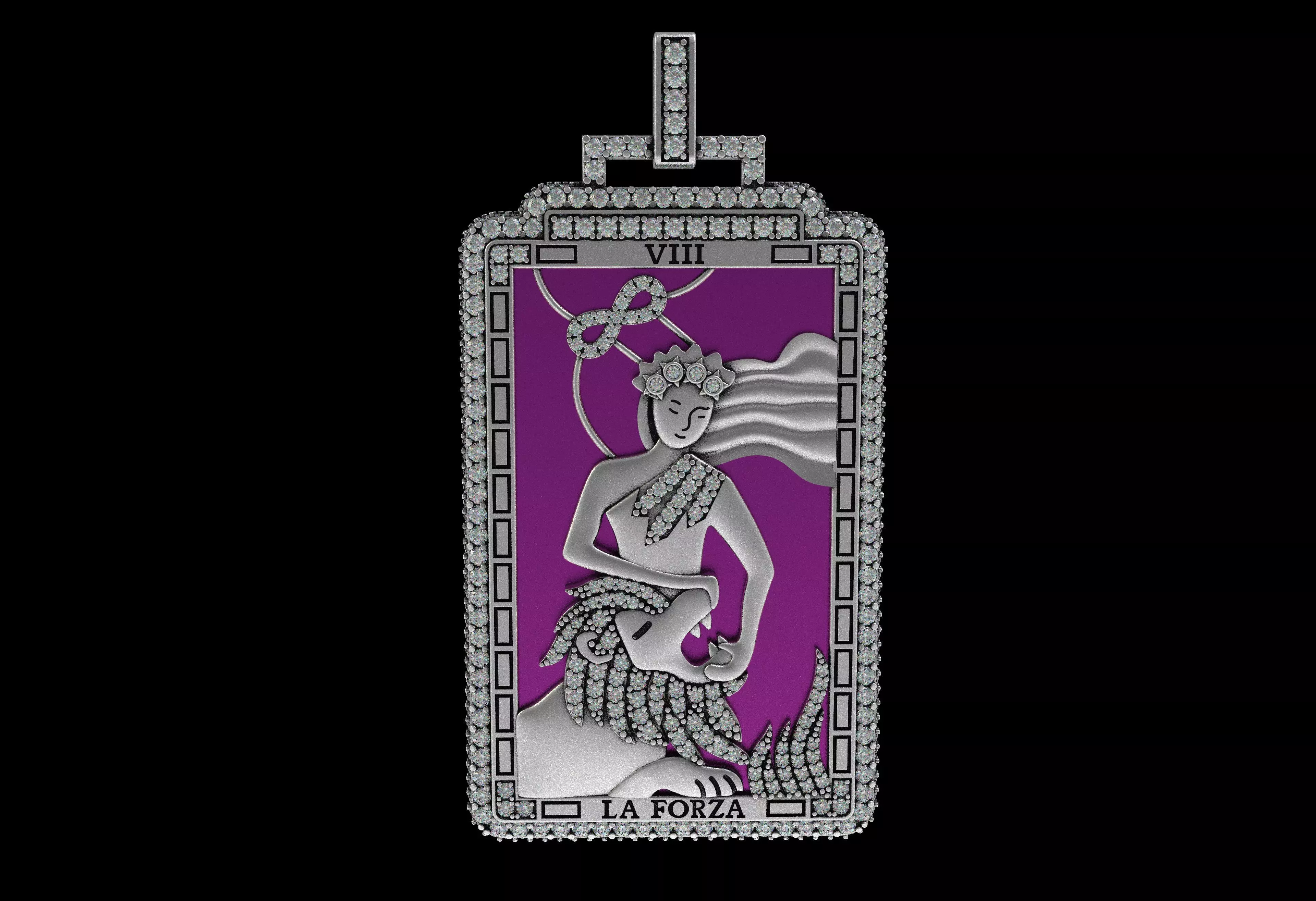 LA FORZA Tarot Card Enamel Pendants 3D print model_6
