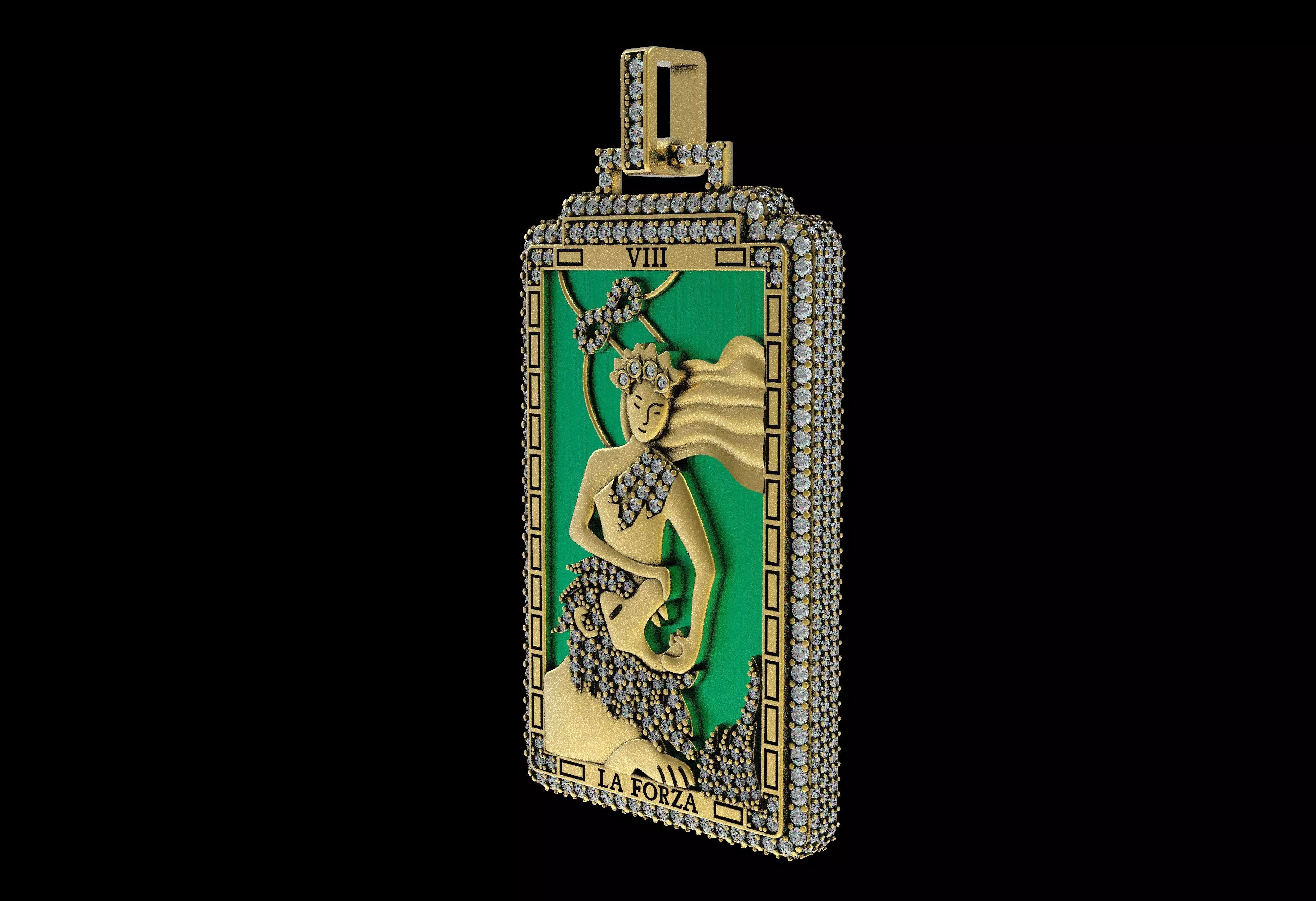 LA FORZA Tarot Card Enamel Pendants 3D print model_1