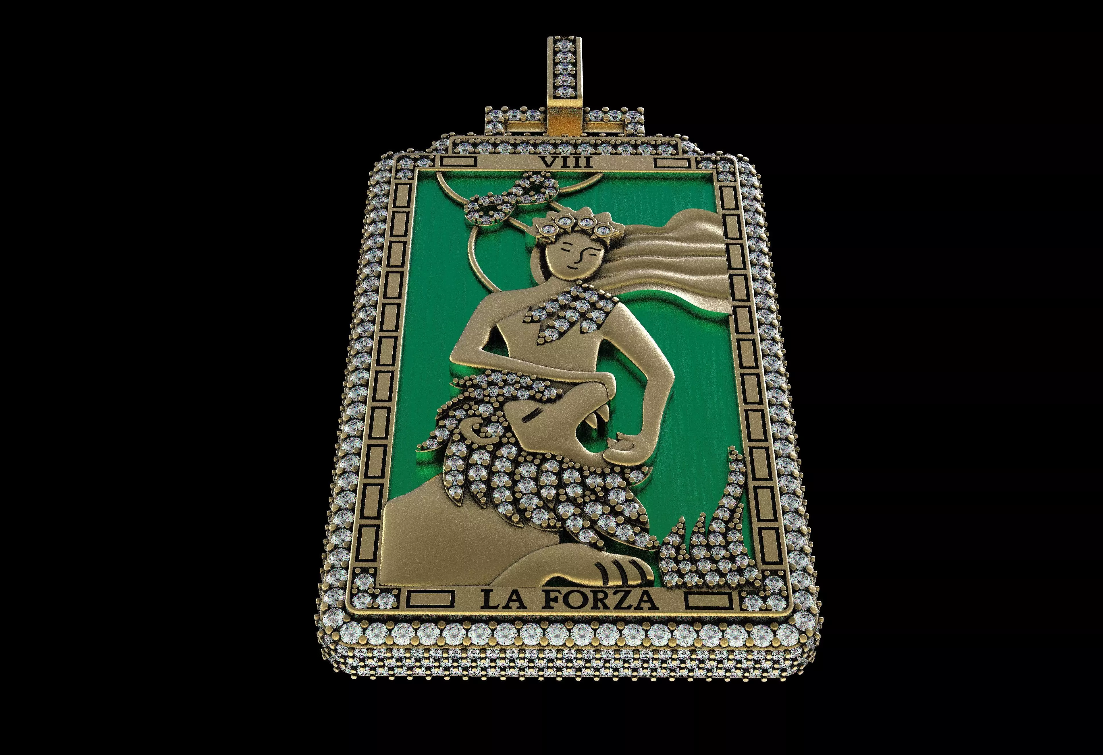 LA FORZA Tarot Card Enamel Pendants 3D print model_4