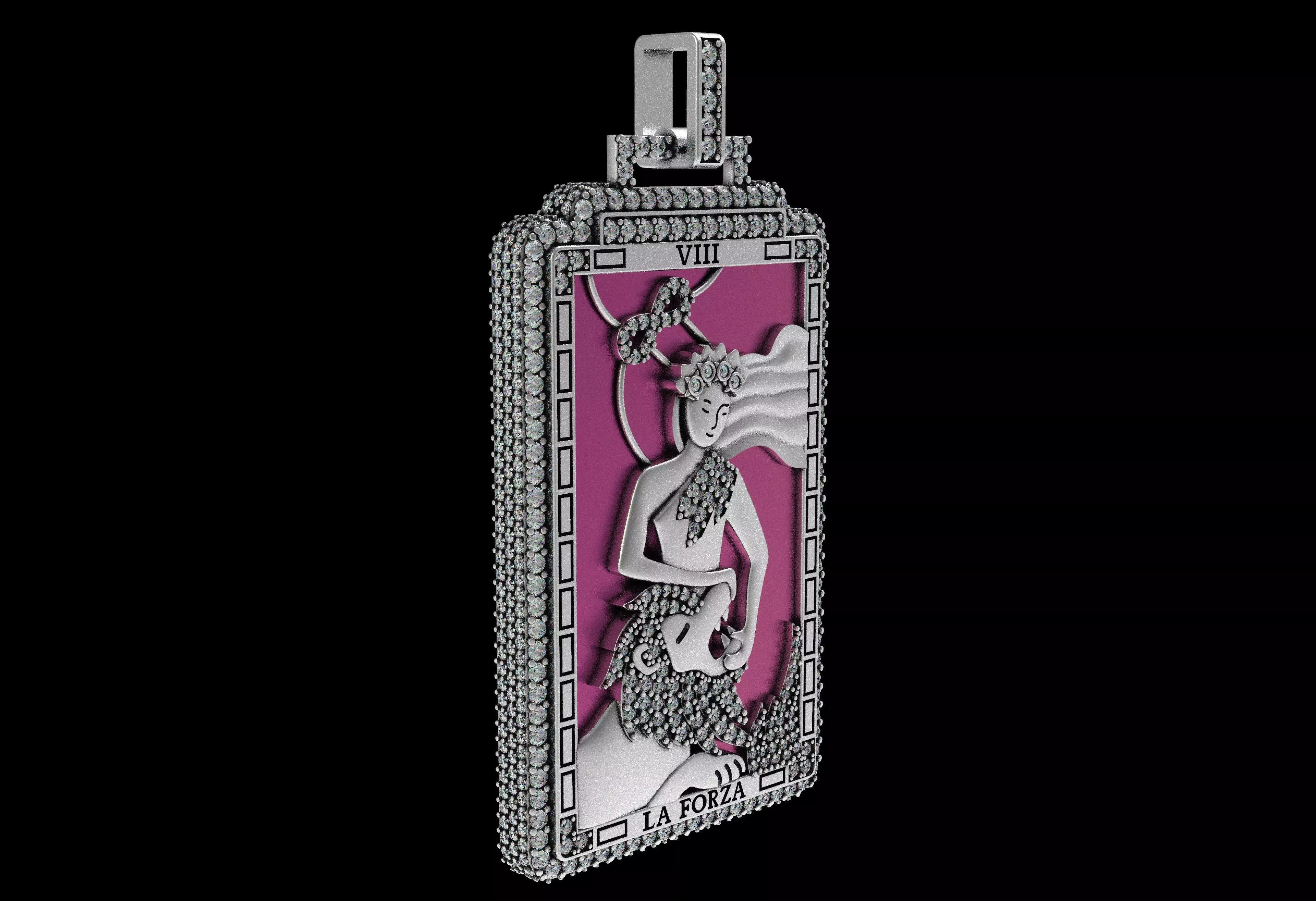 LA FORZA Tarot Card Enamel Pendants 3D print model_7
