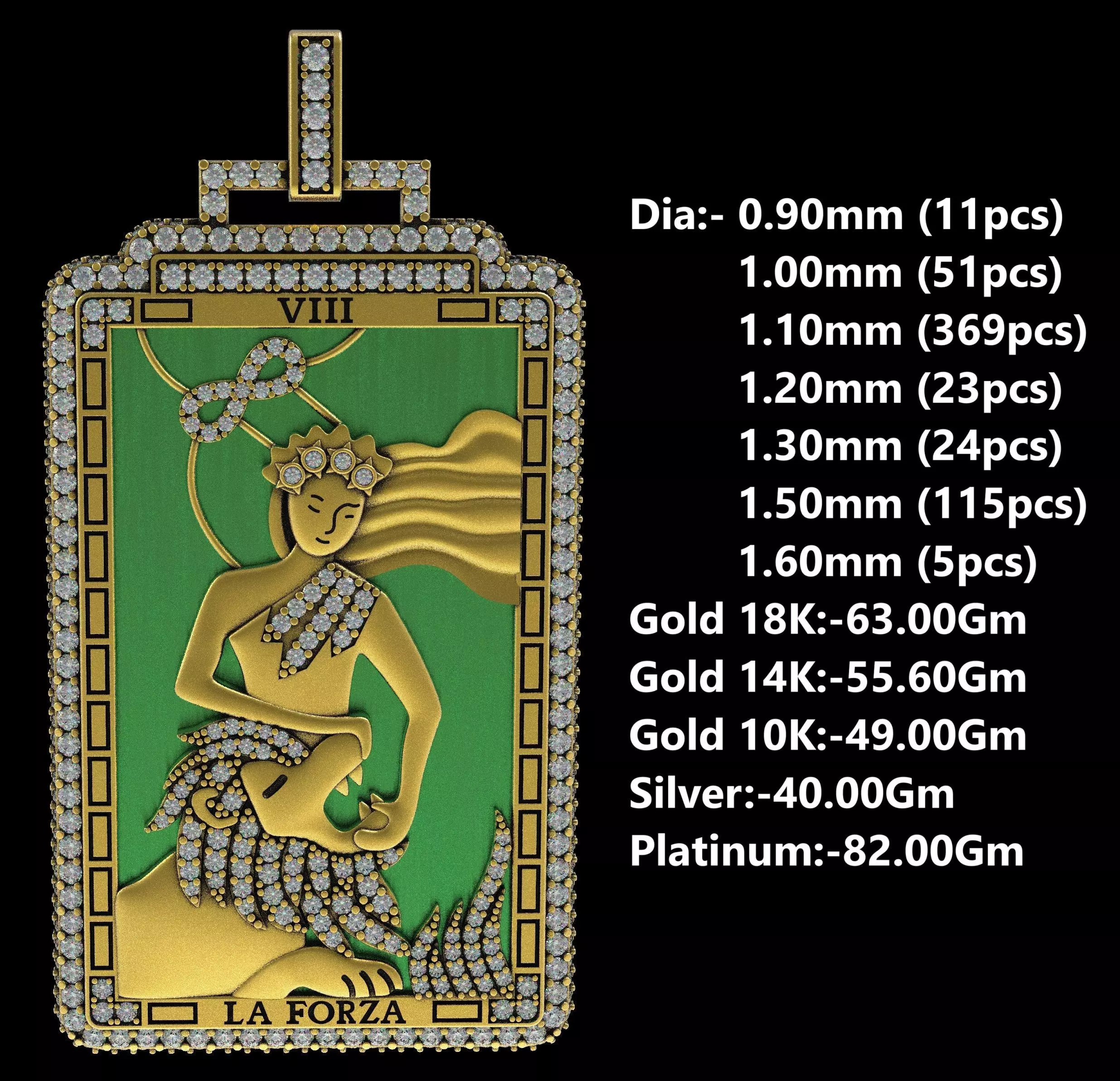 LA FORZA Tarot Card Enamel Pendants 3D print model_16
