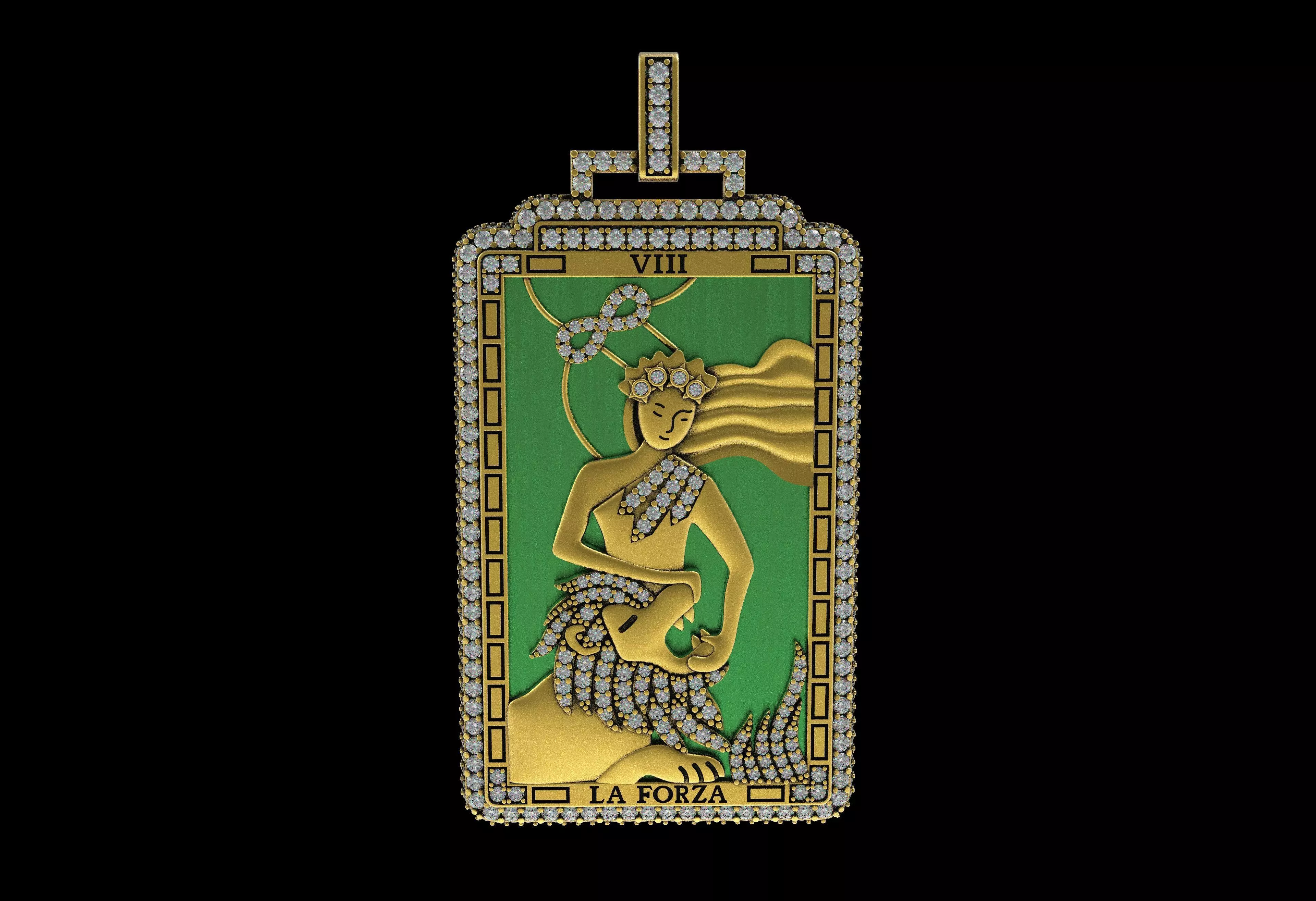 LA FORZA Tarot Card Enamel Pendants 3D print model_0