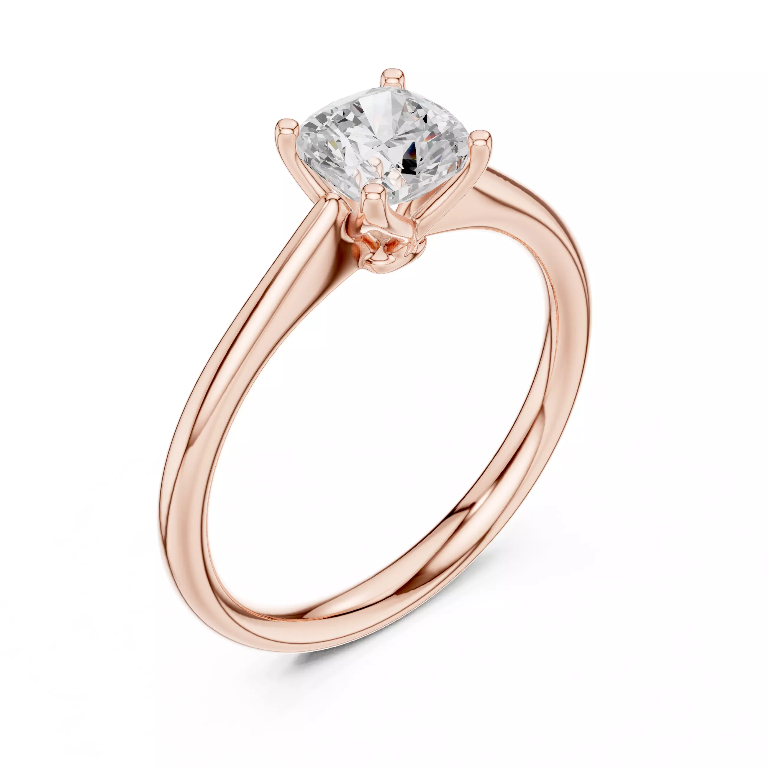 Solitaire Cushion Diamond Engagement Ring ALL SIZES STL Video 3D print model_4