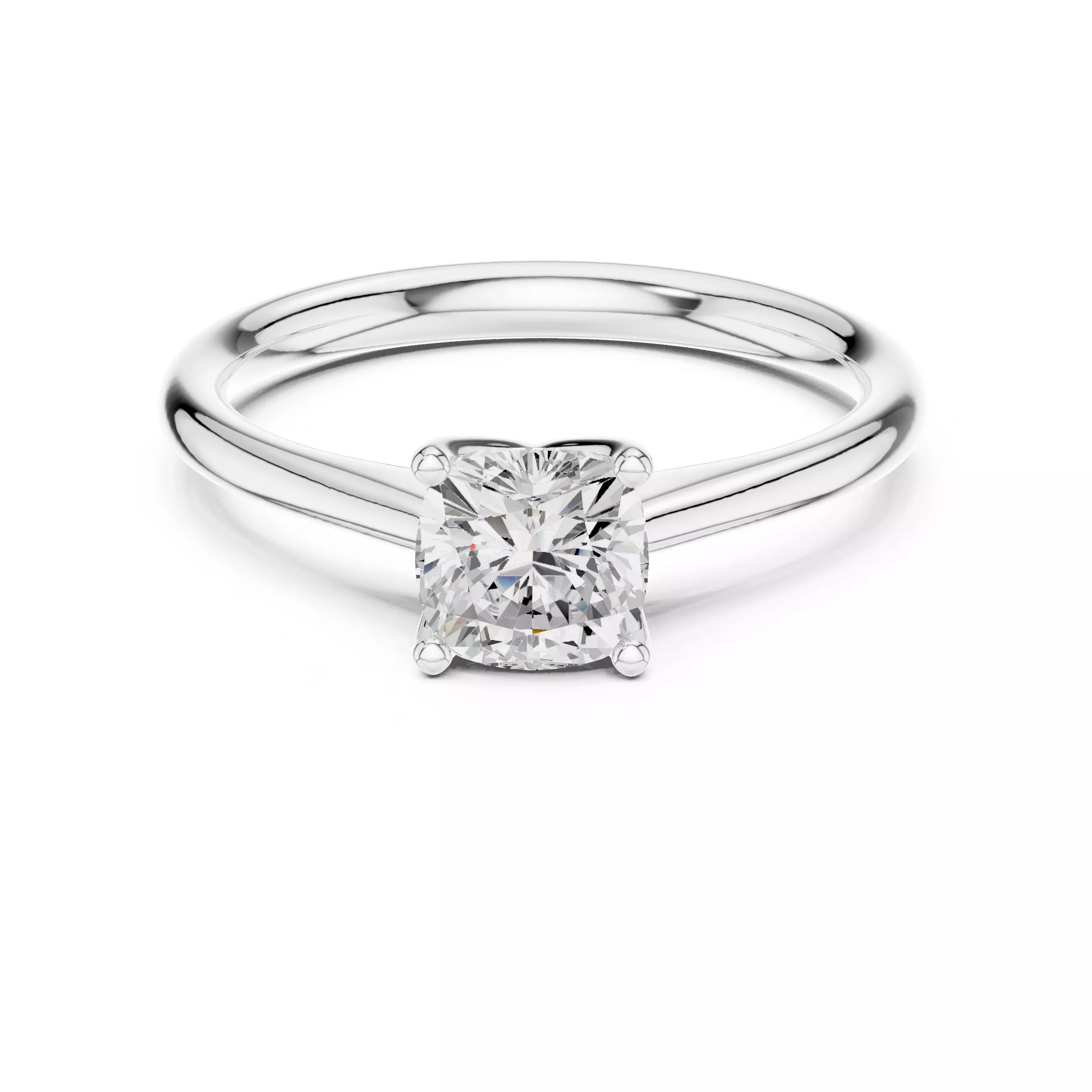 Solitaire Cushion Diamond Engagement Ring ALL SIZES STL Video 3D print model_2