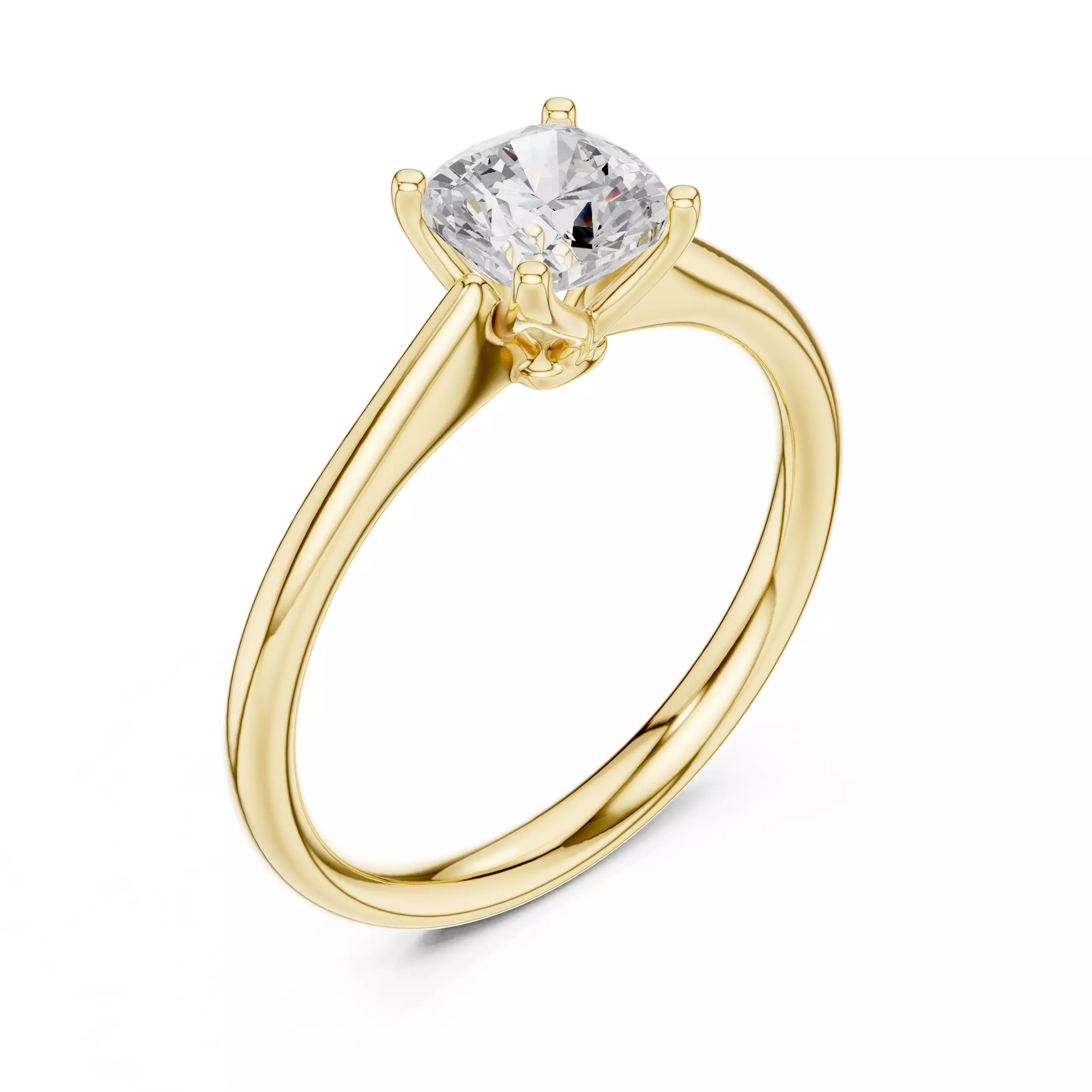 Solitaire Cushion Diamond Engagement Ring ALL SIZES STL Video 3D print model_7