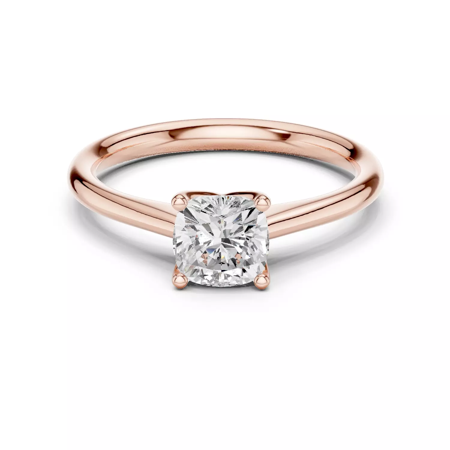 Solitaire Cushion Diamond Engagement Ring ALL SIZES STL Video 3D print model_12