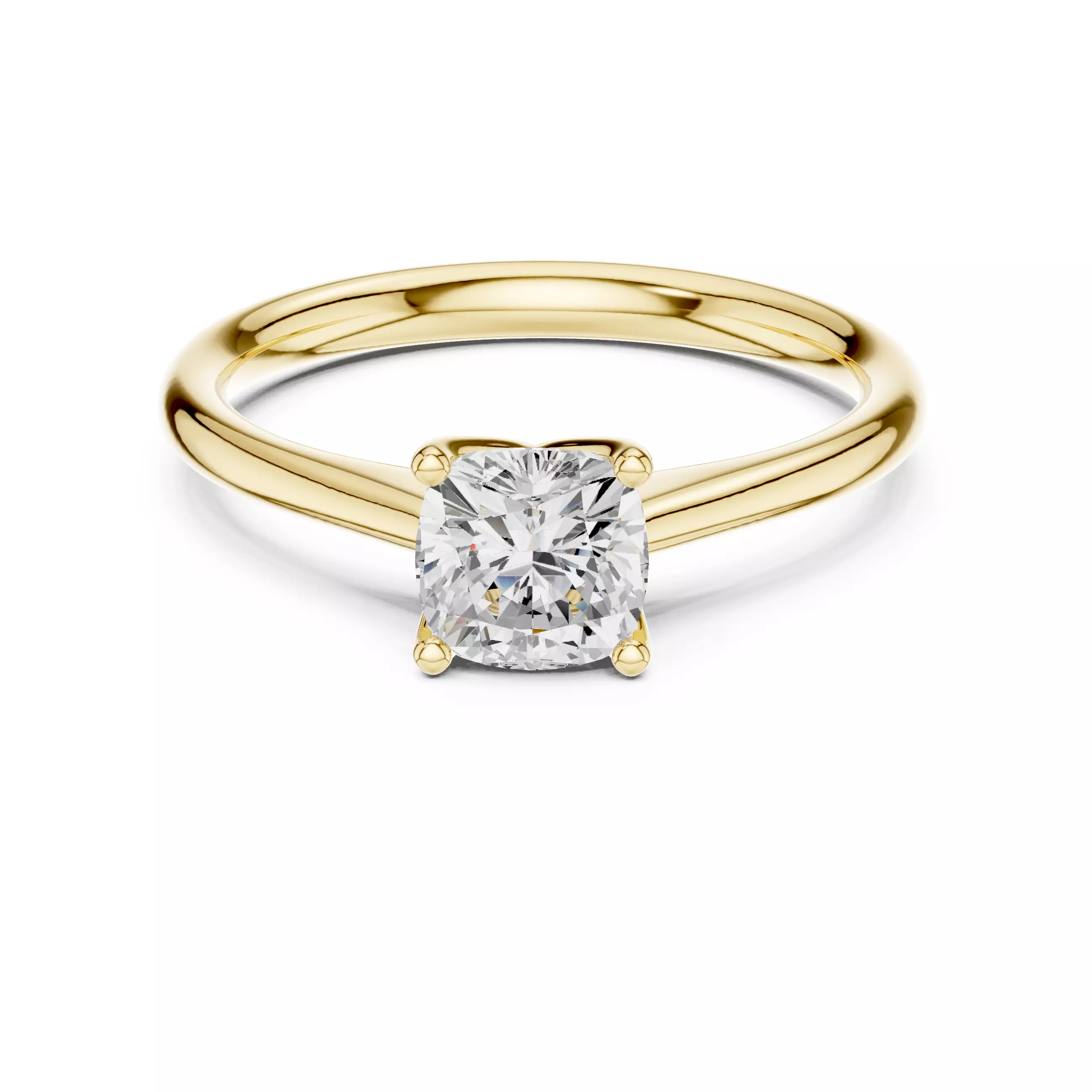 Solitaire Cushion Diamond Engagement Ring ALL SIZES STL Video 3D print model_1