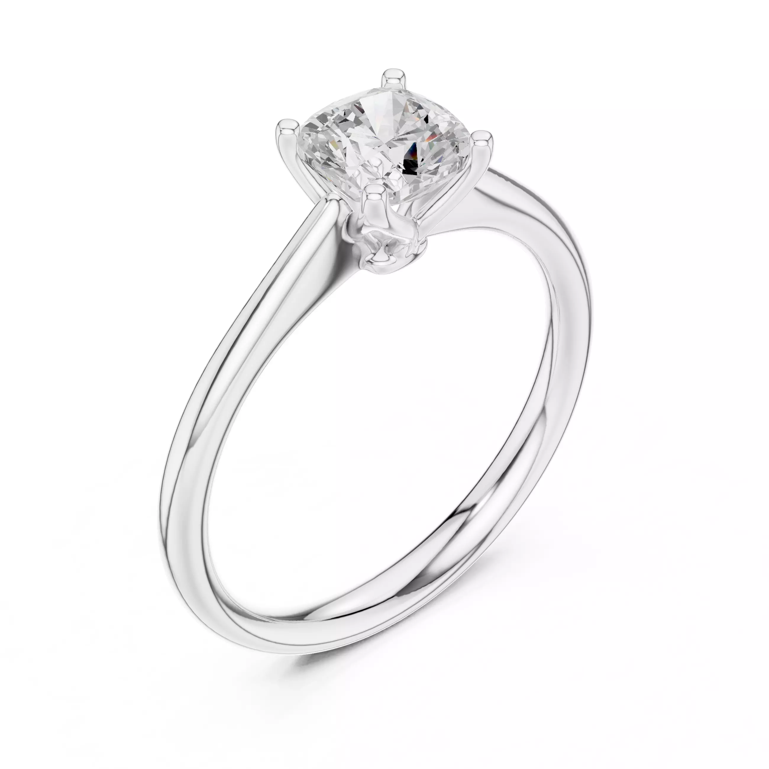 Solitaire Cushion Diamond Engagement Ring ALL SIZES STL Video 3D print model_10