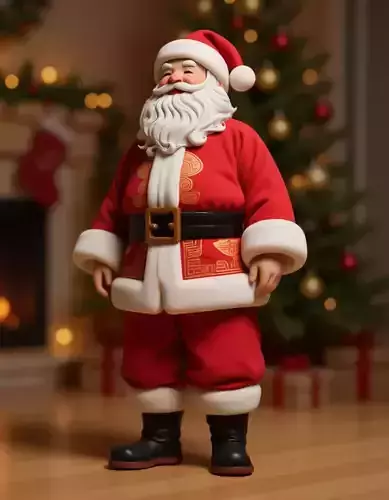 Joyful Stylized Santa Claus 3D Model Holiday Christmas