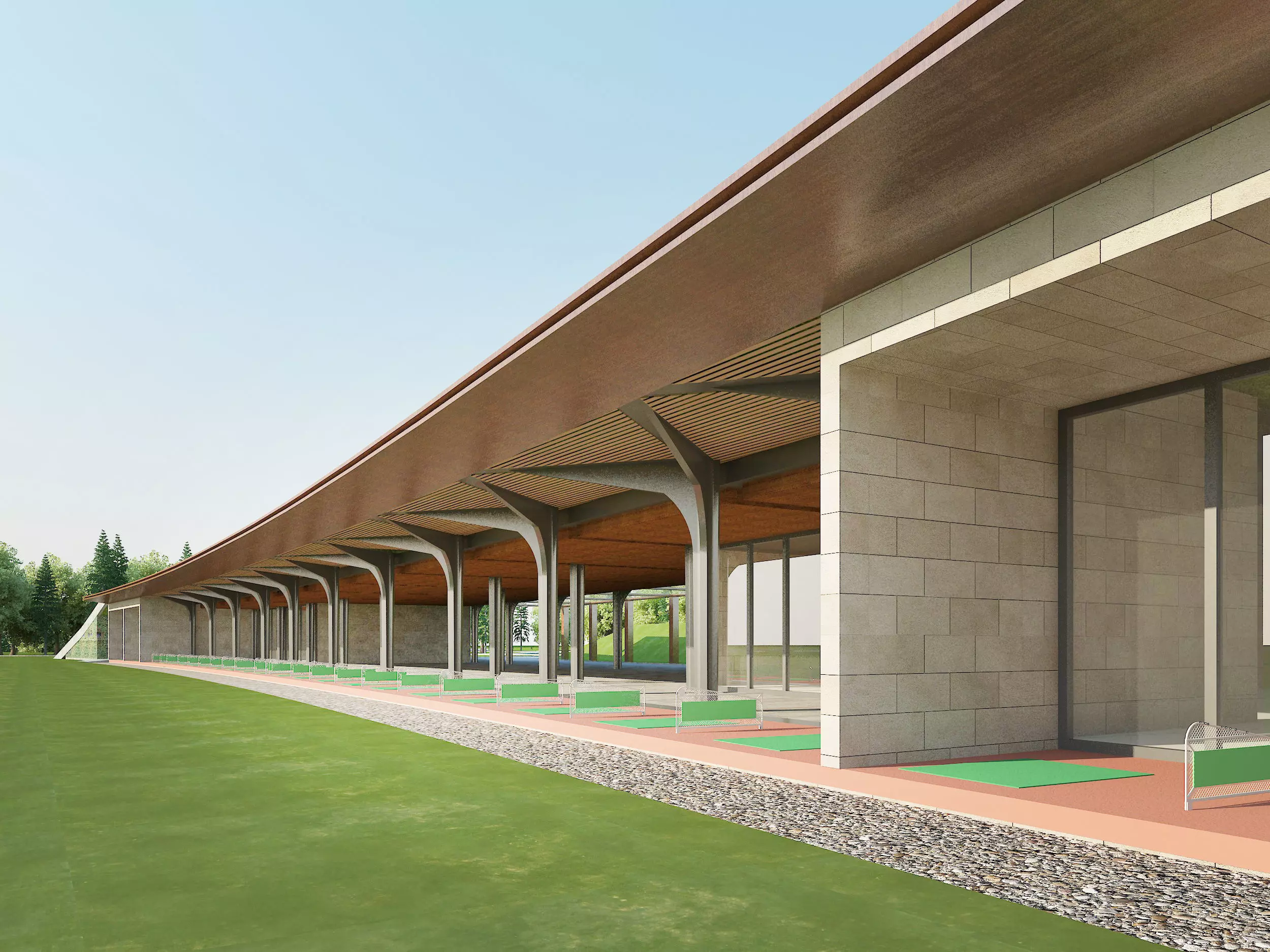 Golf course Low-poly 3D model_0