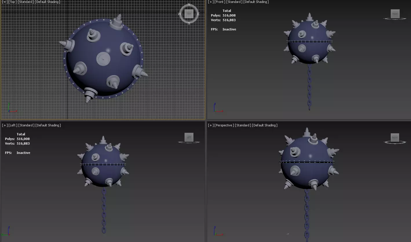 Underwater Naval Mine 3D model_4