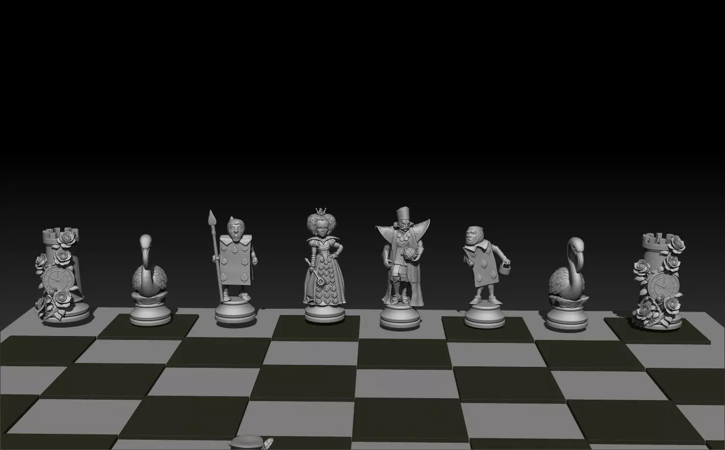Printed Wonderland chess set 3D print model_24