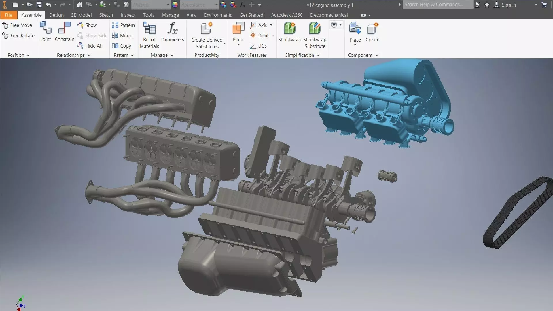 v12 engine 3D assembly 3D model_7