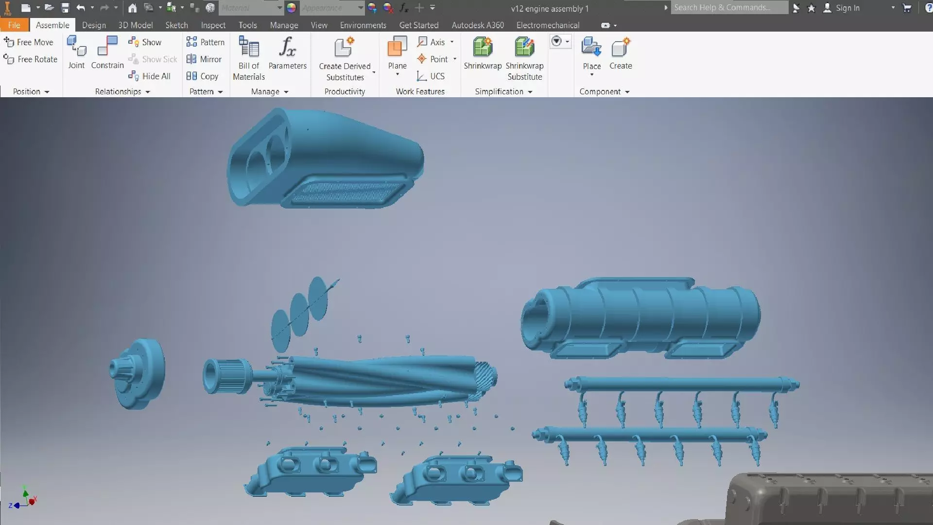 v12 engine 3D assembly 3D model_15