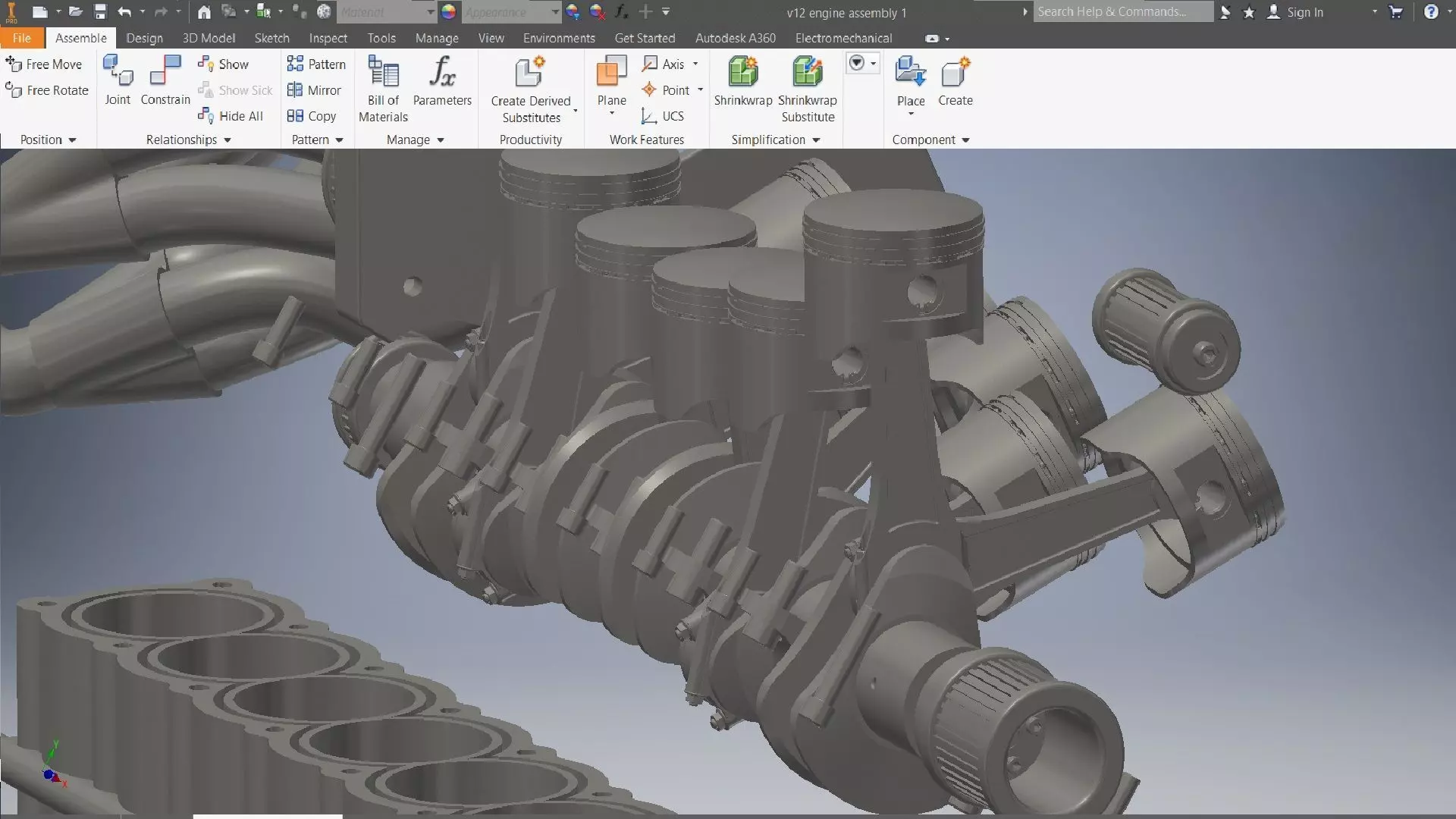 v12 engine 3D assembly 3D model_10