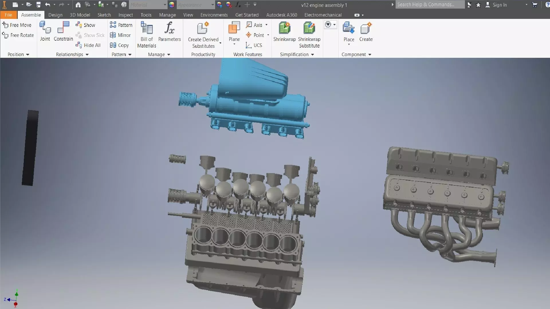 v12 engine 3D assembly 3D model_8
