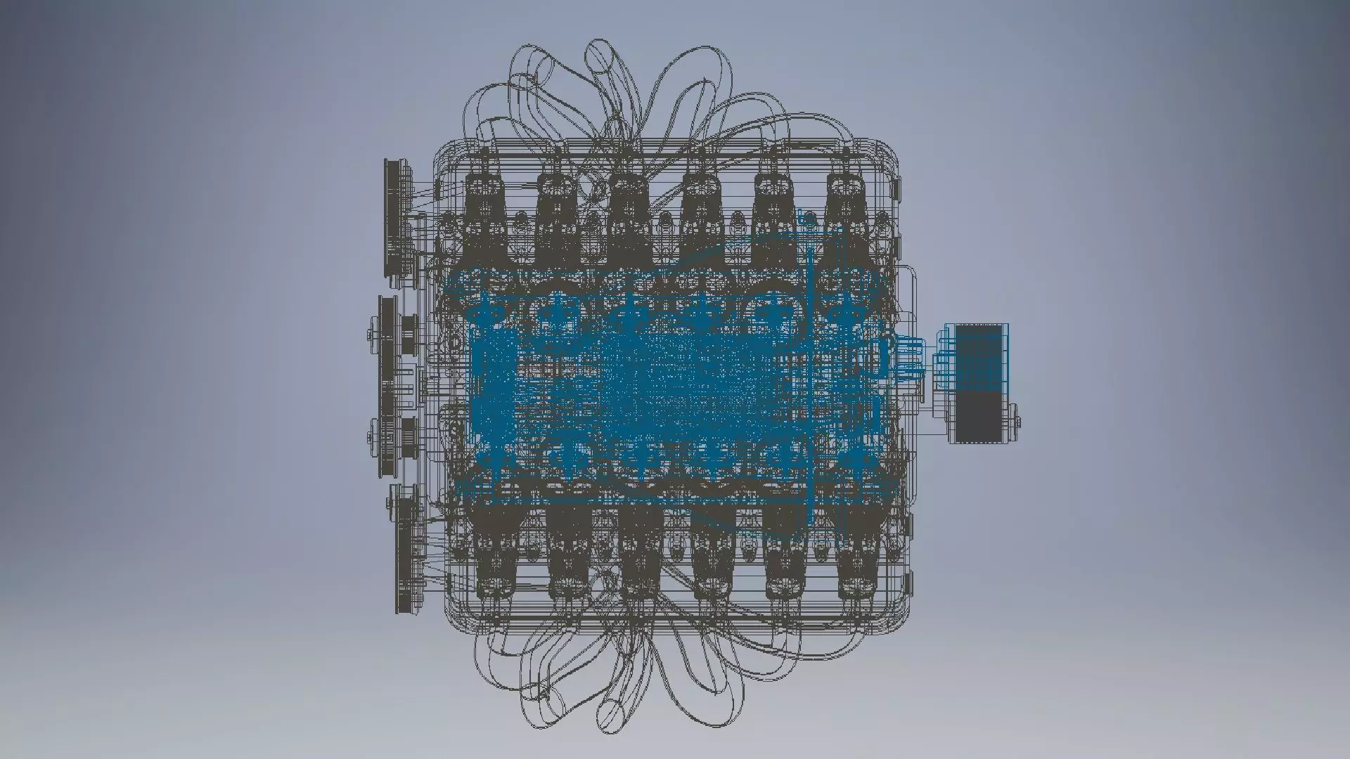 v12 engine 3D assembly 3D model_4