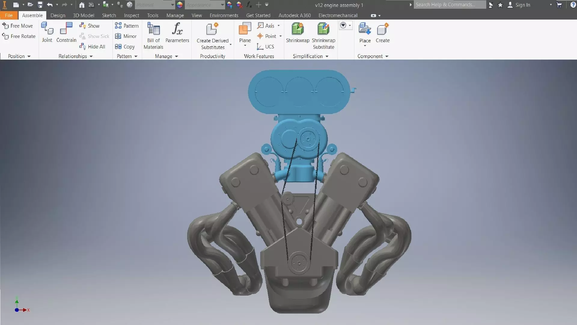 v12 engine 3D assembly 3D model_11