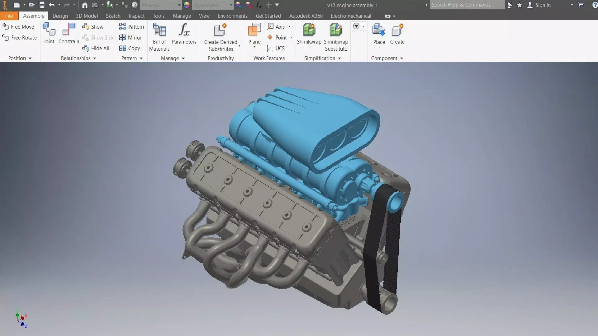 v12 engine 3D assembly 3D model_0