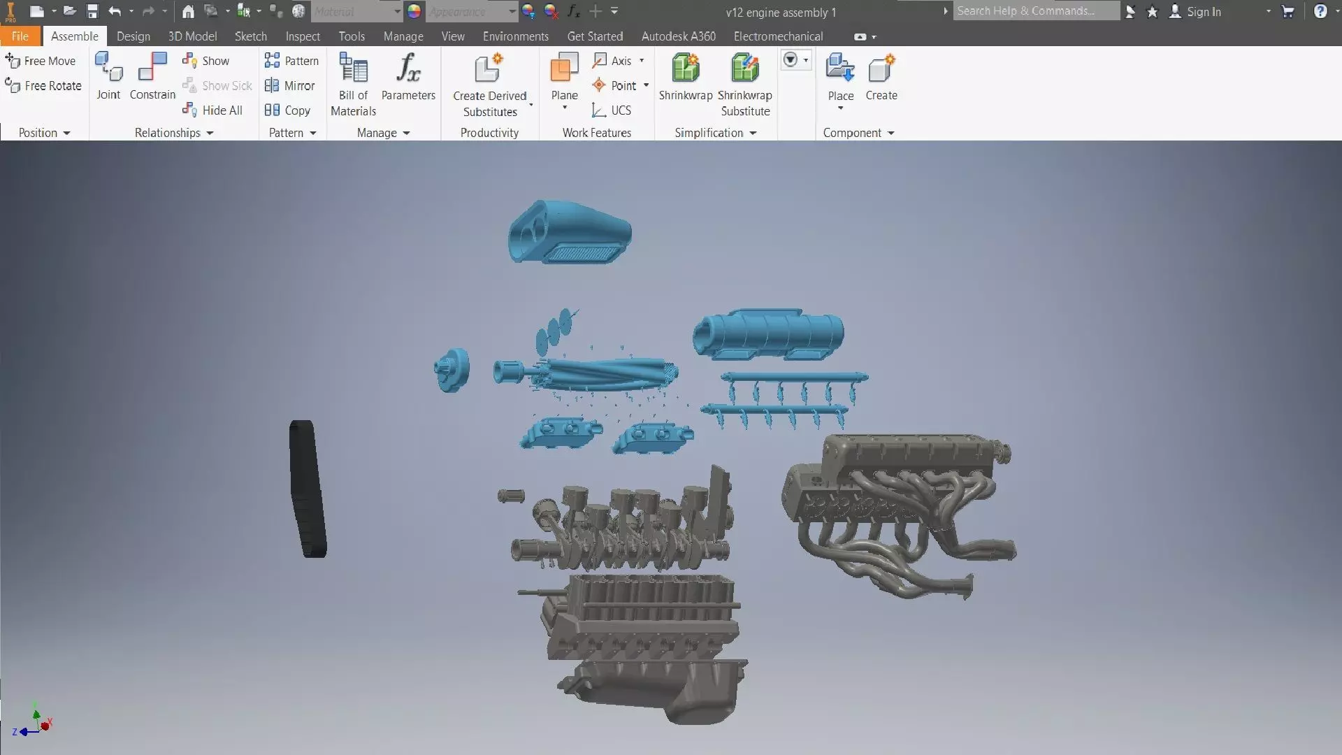 v12 engine 3D assembly 3D model_14