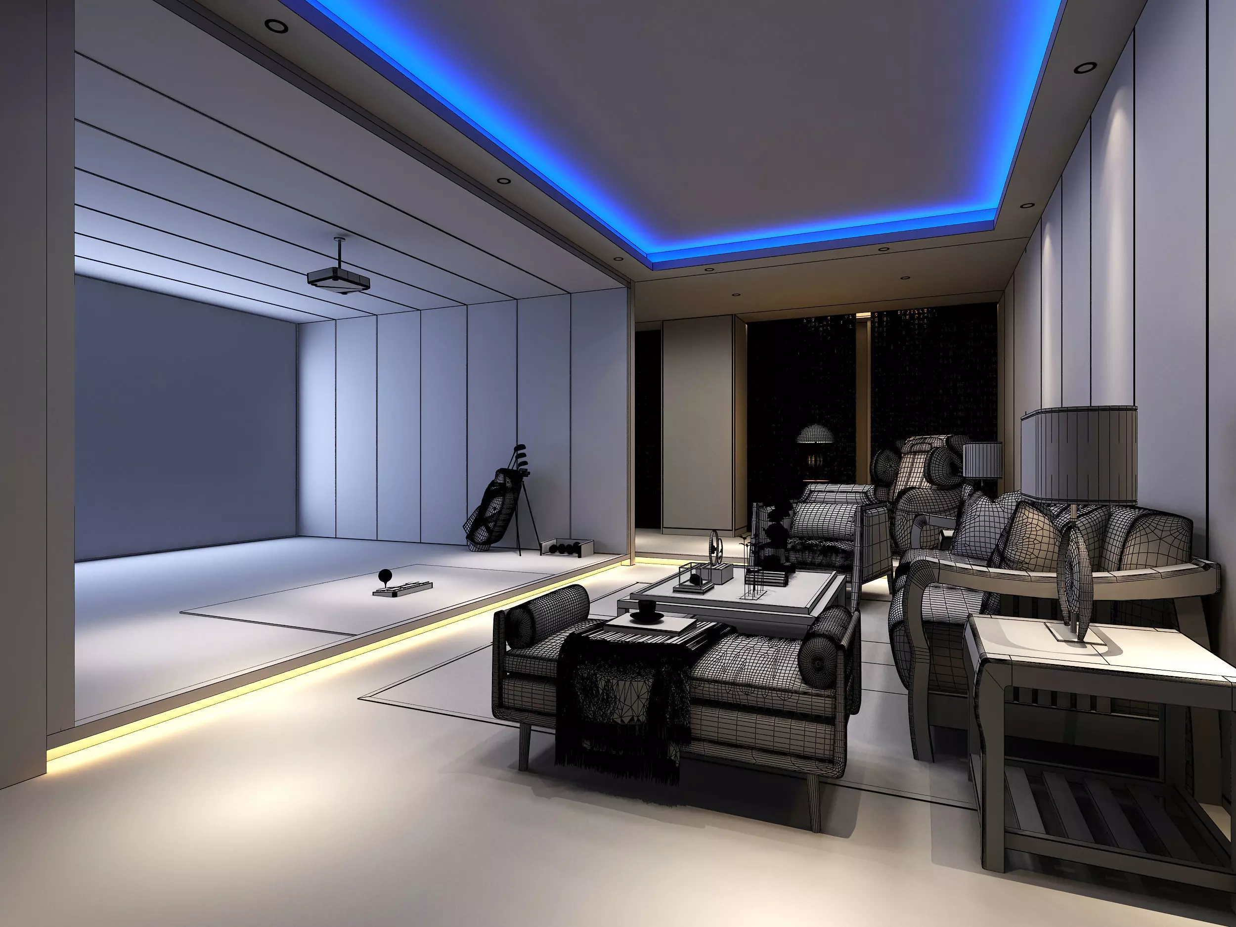 spin golf Low-poly 3D model_4