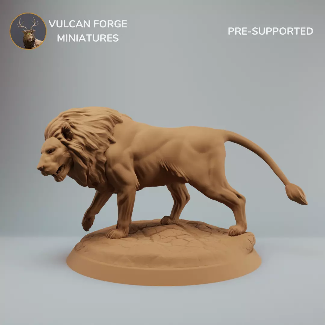 Lion walking  pre supported 3D print model_0
