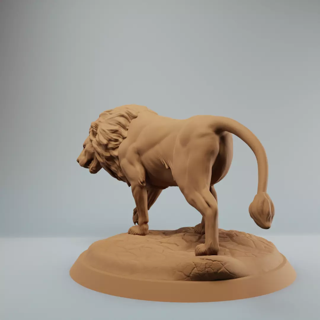 Lion walking  pre supported 3D print model_3