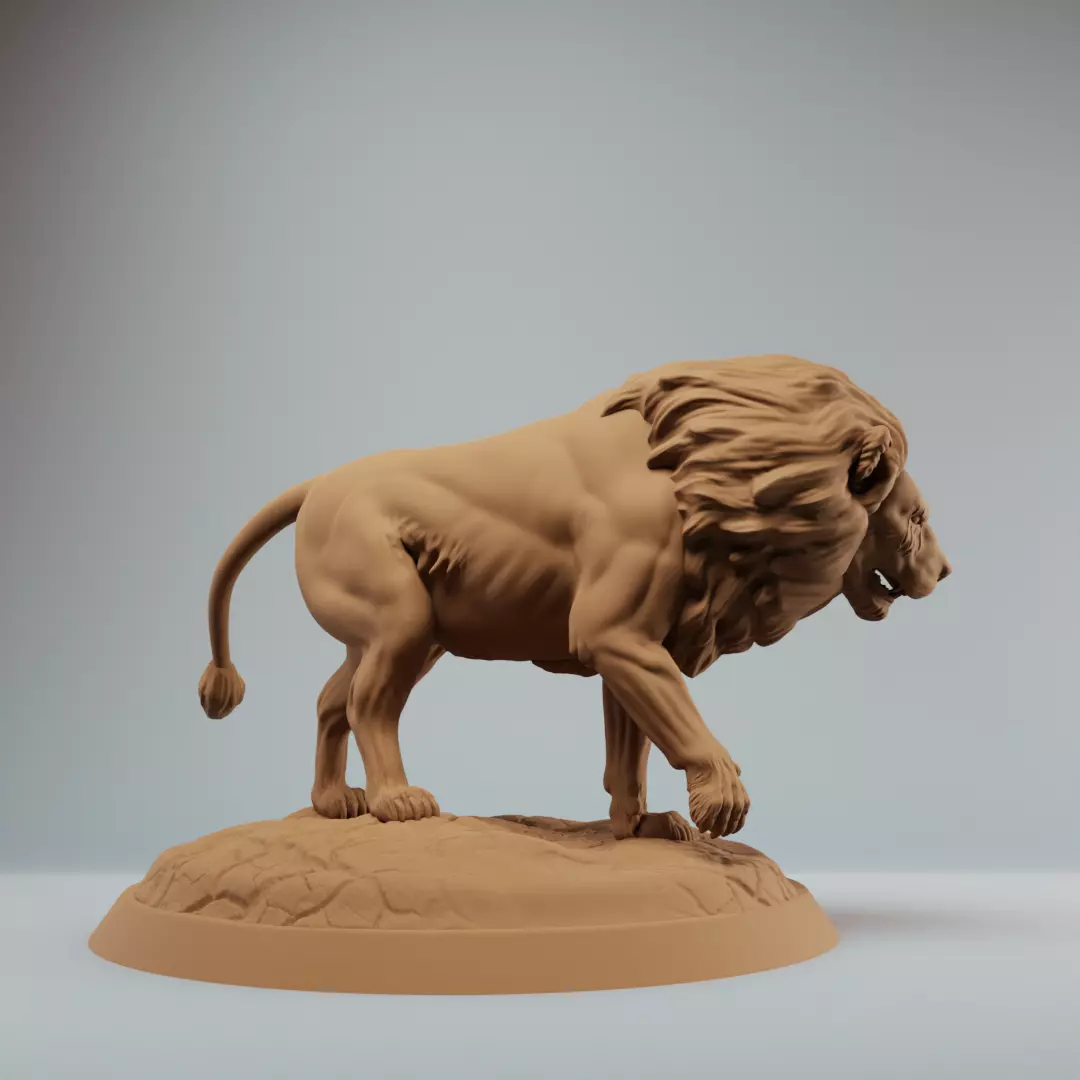 Lion walking  pre supported 3D print model_2