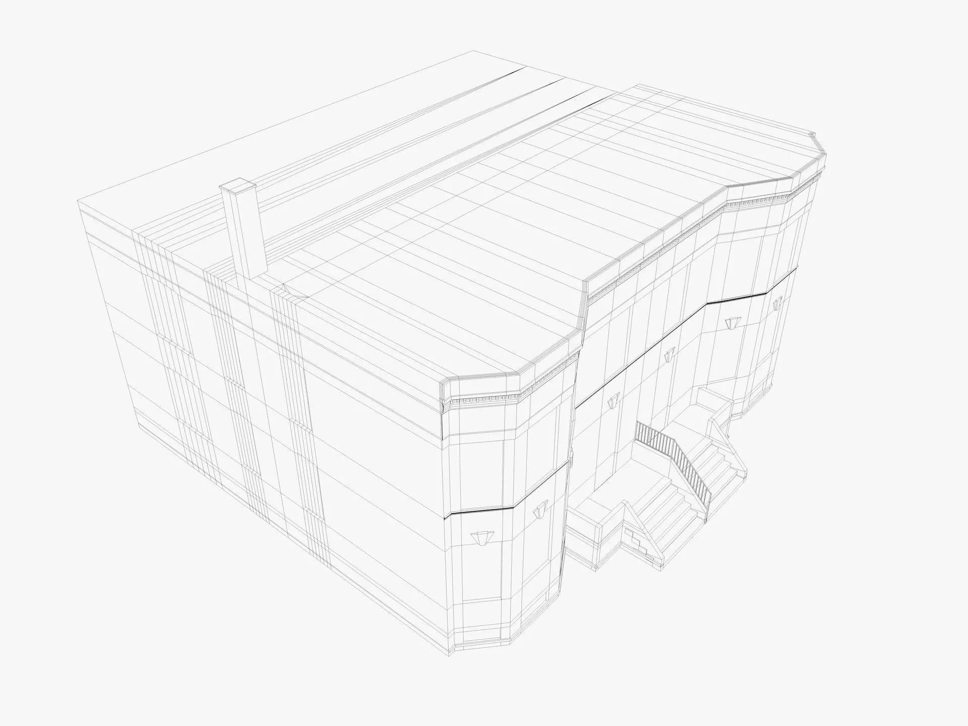 Chicago House Low-poly 3D model_8