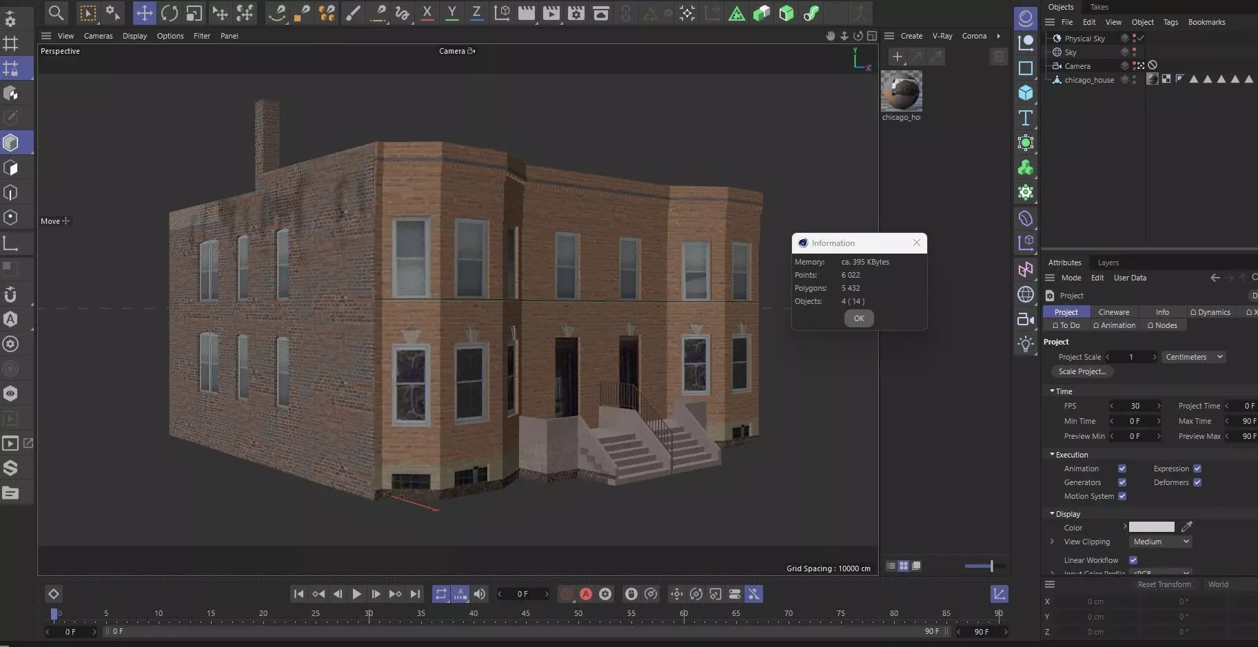 Chicago House Low-poly 3D model_10