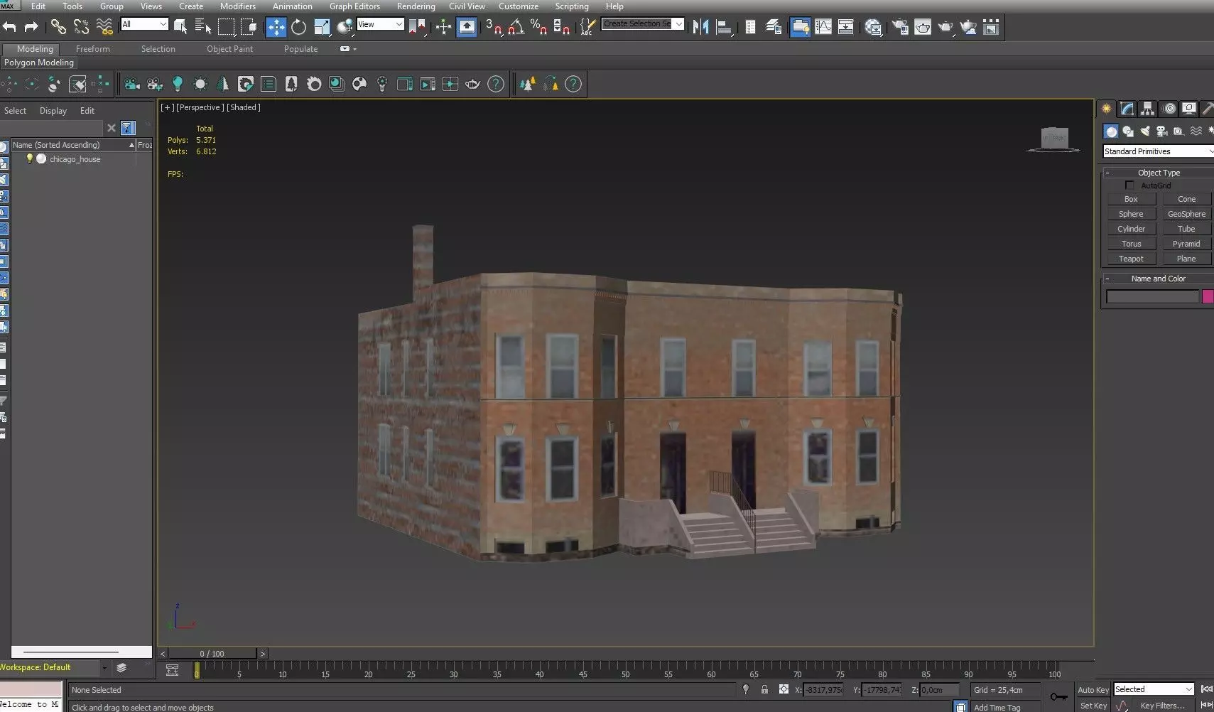 Chicago House Low-poly 3D model_12