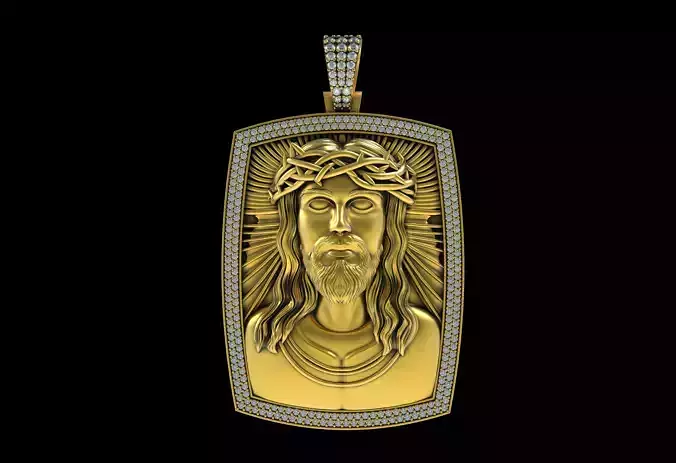 Yellow Rose Gold Plated Jesus Piece Iecd Pendant