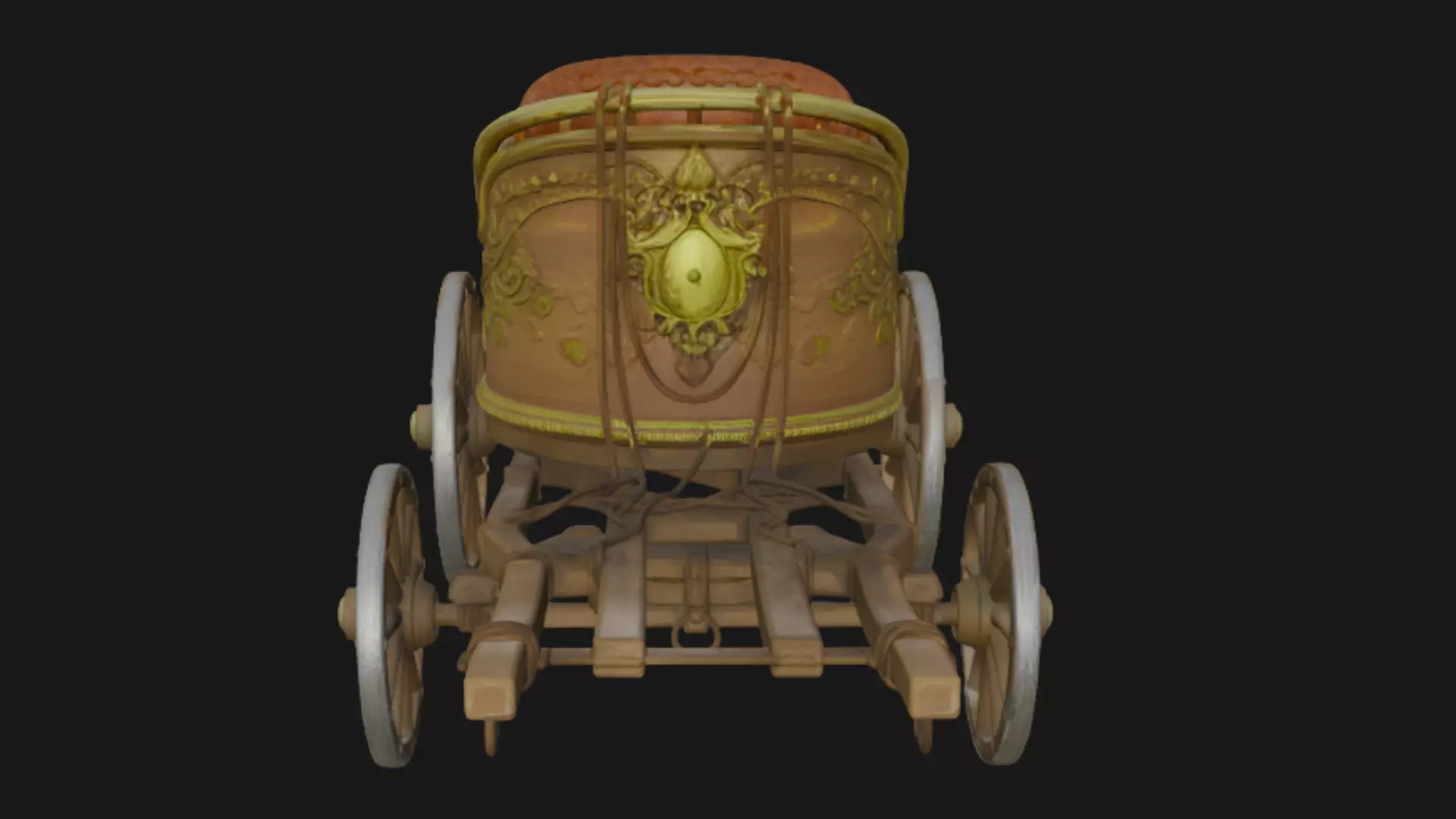 Vintage Ornate Wooden Carriage 3D Model 3D model_3
